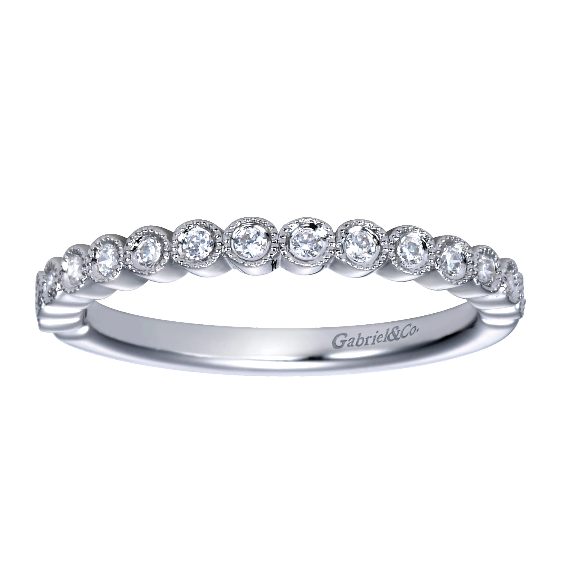 Bezel Set Diamond Anniversary Band in 14K White Gold, photograph 5