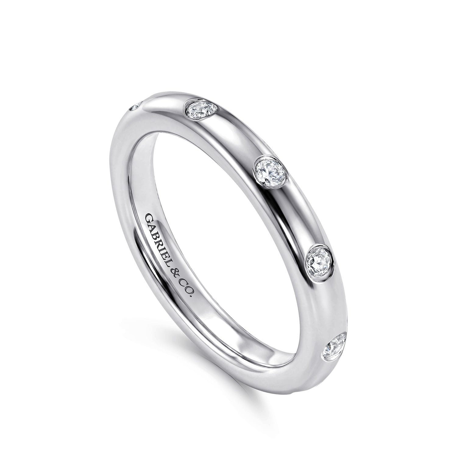 Flush Set Diamond Eternity Band in 14K White Gold, photograph 3