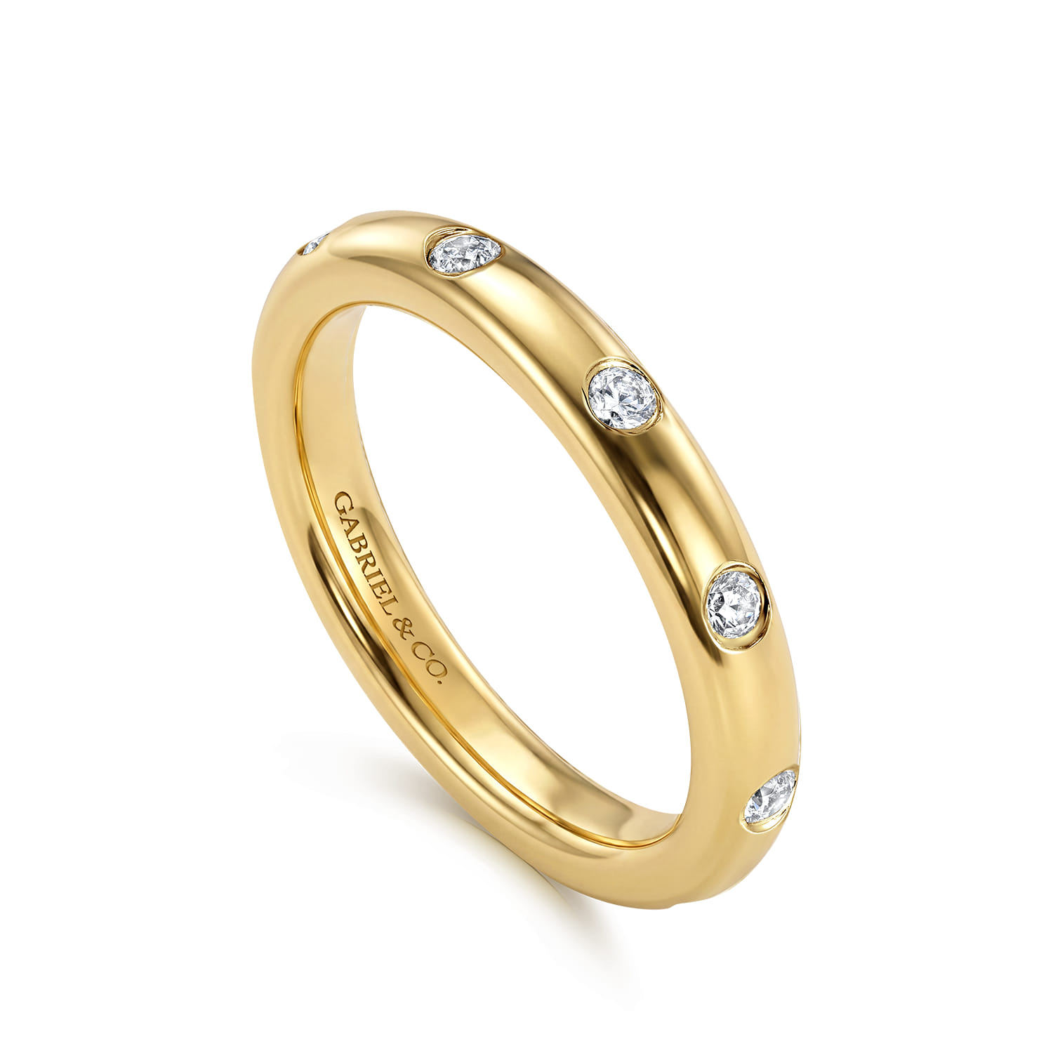 Flush Set Diamond Eternity Band in 14K Yellow Gold, photograph 3