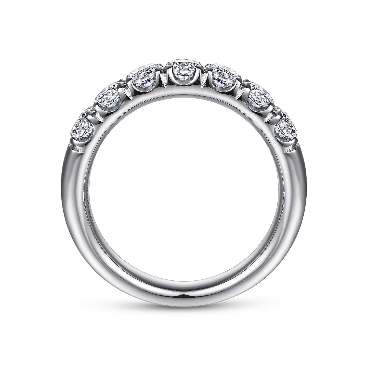 7 Stone French Pave Diamond Wedding Band in Platinum, photograph 2