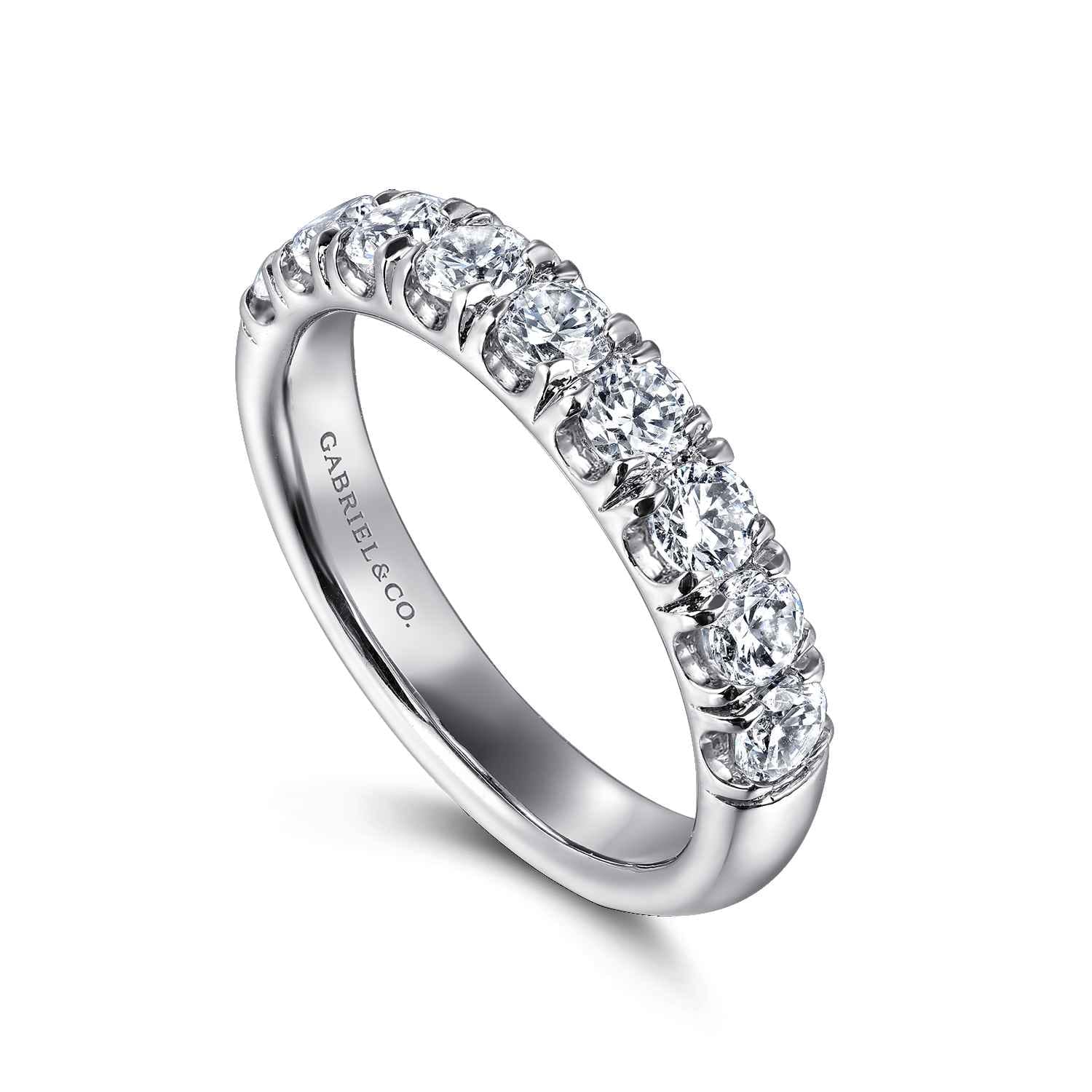 9 Stone French Pave Diamond Wedding Band in Platinum, photograph 3