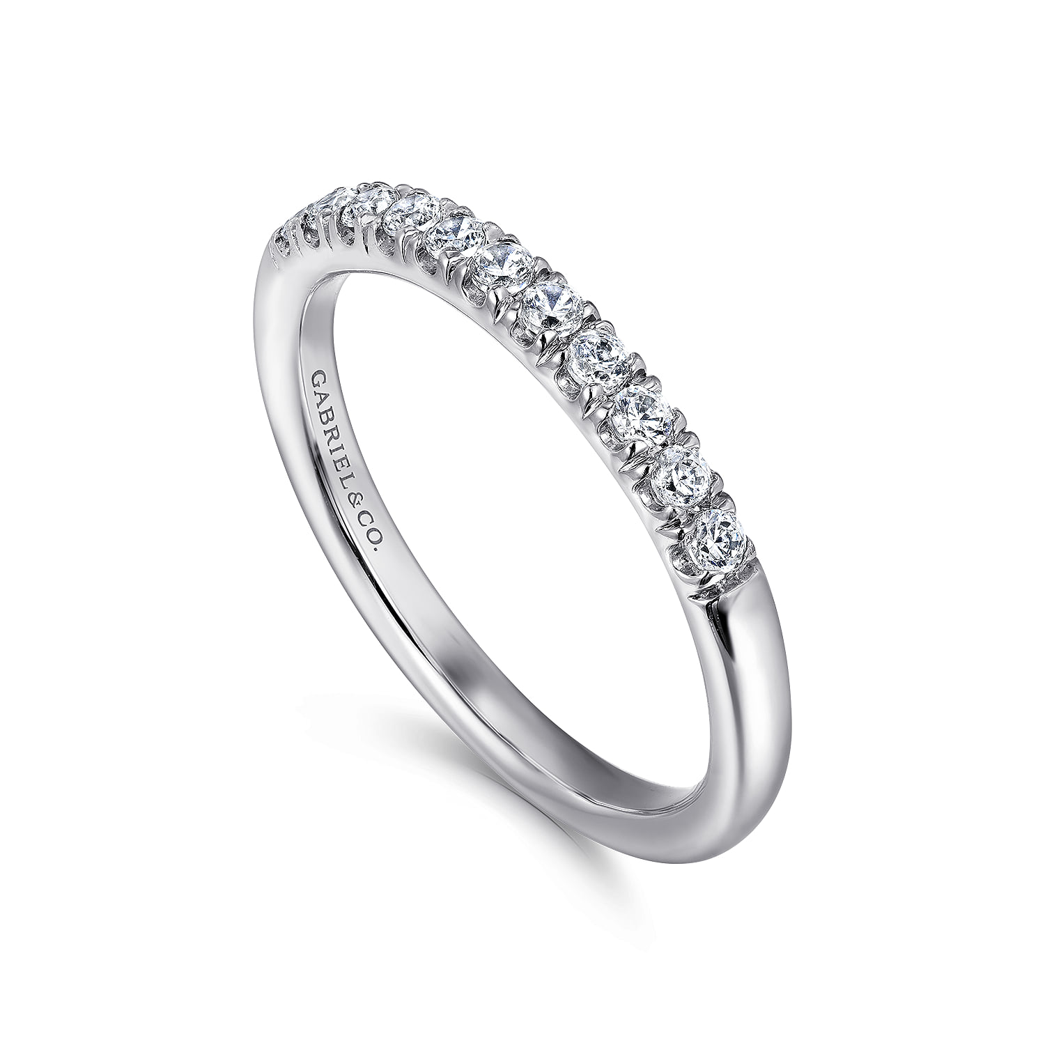 11 Stone French Pave Diamond Wedding Band in Platinum, photograph 3