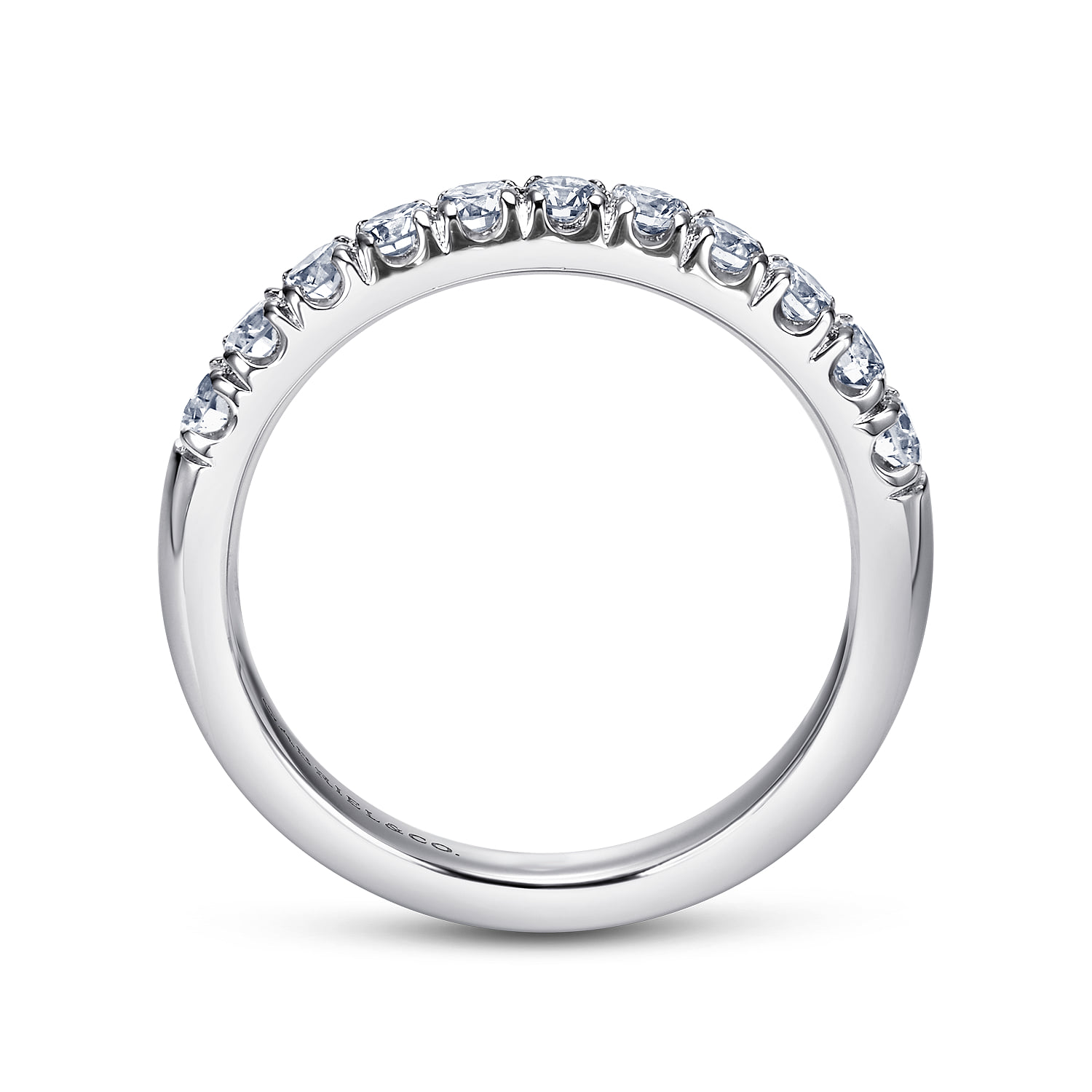 11 Stone French Pave Diamond Wedding Band in Platinum, photograph 2