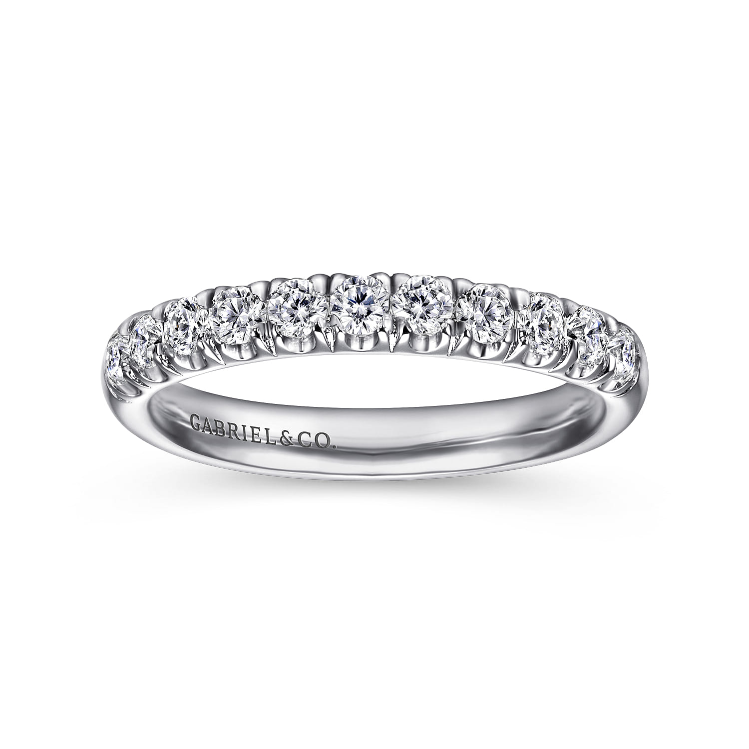 11 Stone French Pave Diamond Wedding Band in Platinum, photograph 4
