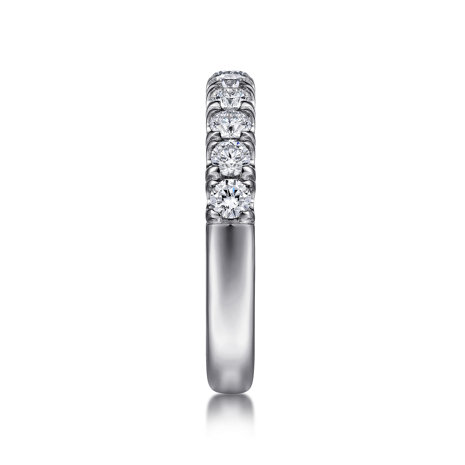 11 Stone French Pave Diamond Wedding Band in 14K White Gold, photograph 4
