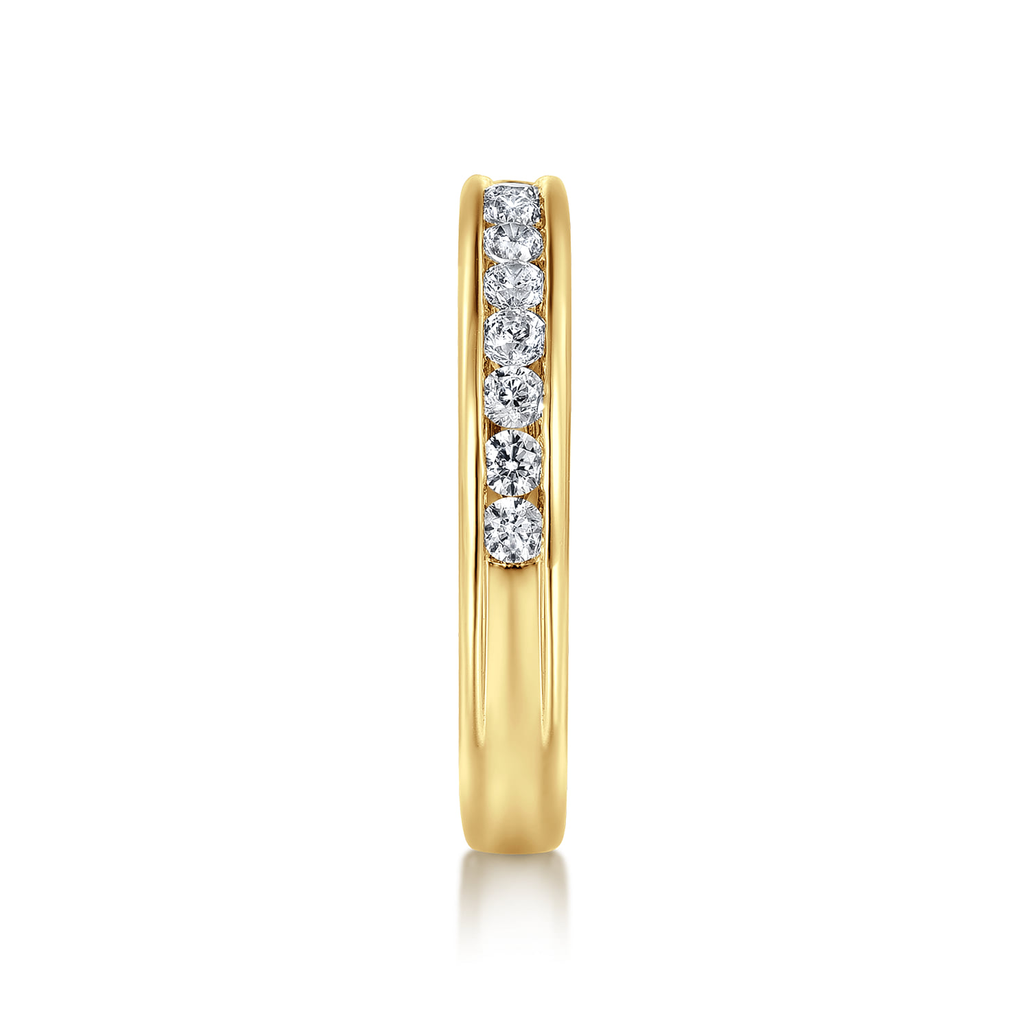 Channel Set Diamond Wedding Band in 14K Yellow Gold, photograph 4