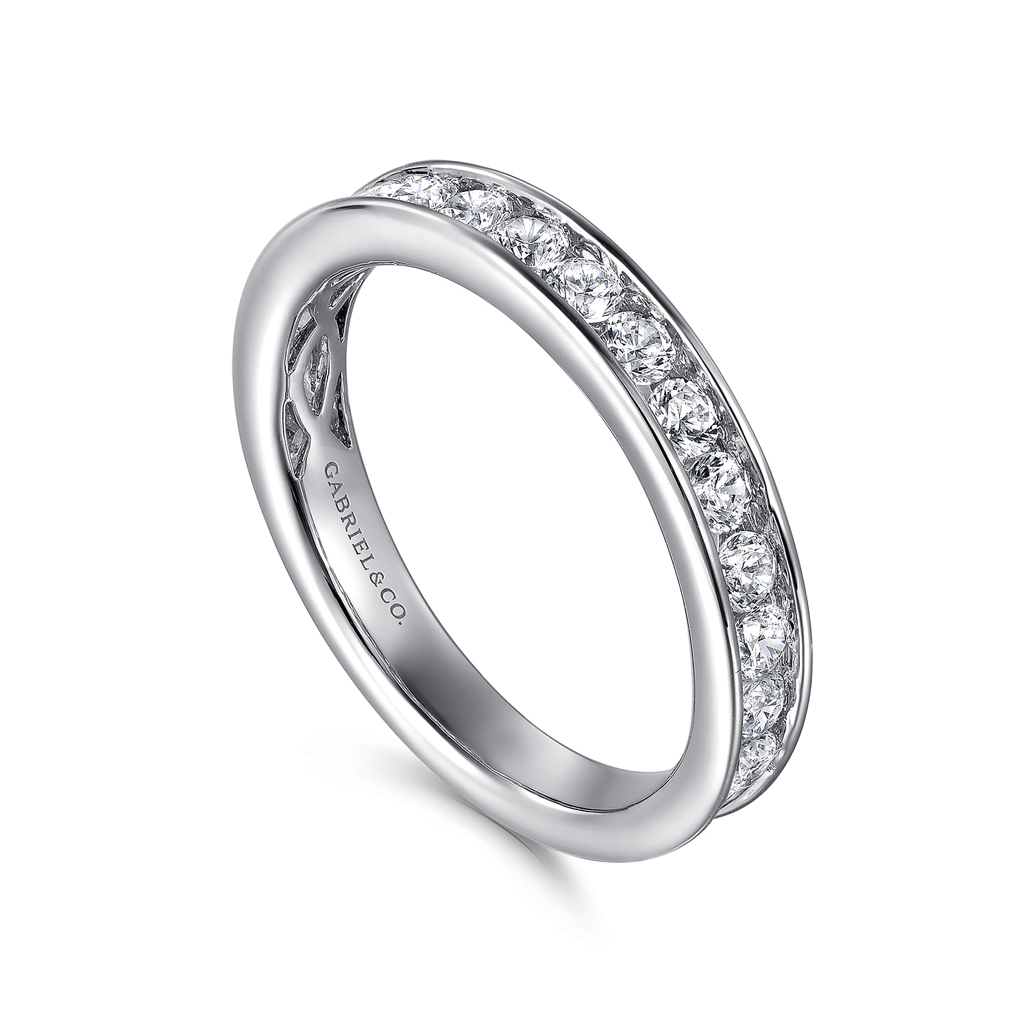 Channel Set Diamond Wedding Band in 14K White Gold, photograph 3