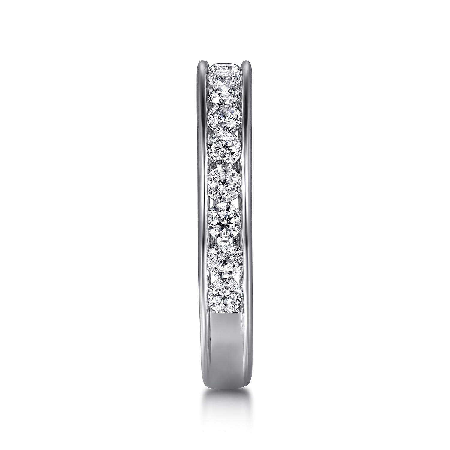 Channel Set Diamond Wedding Band in 14K White Gold, photograph 4