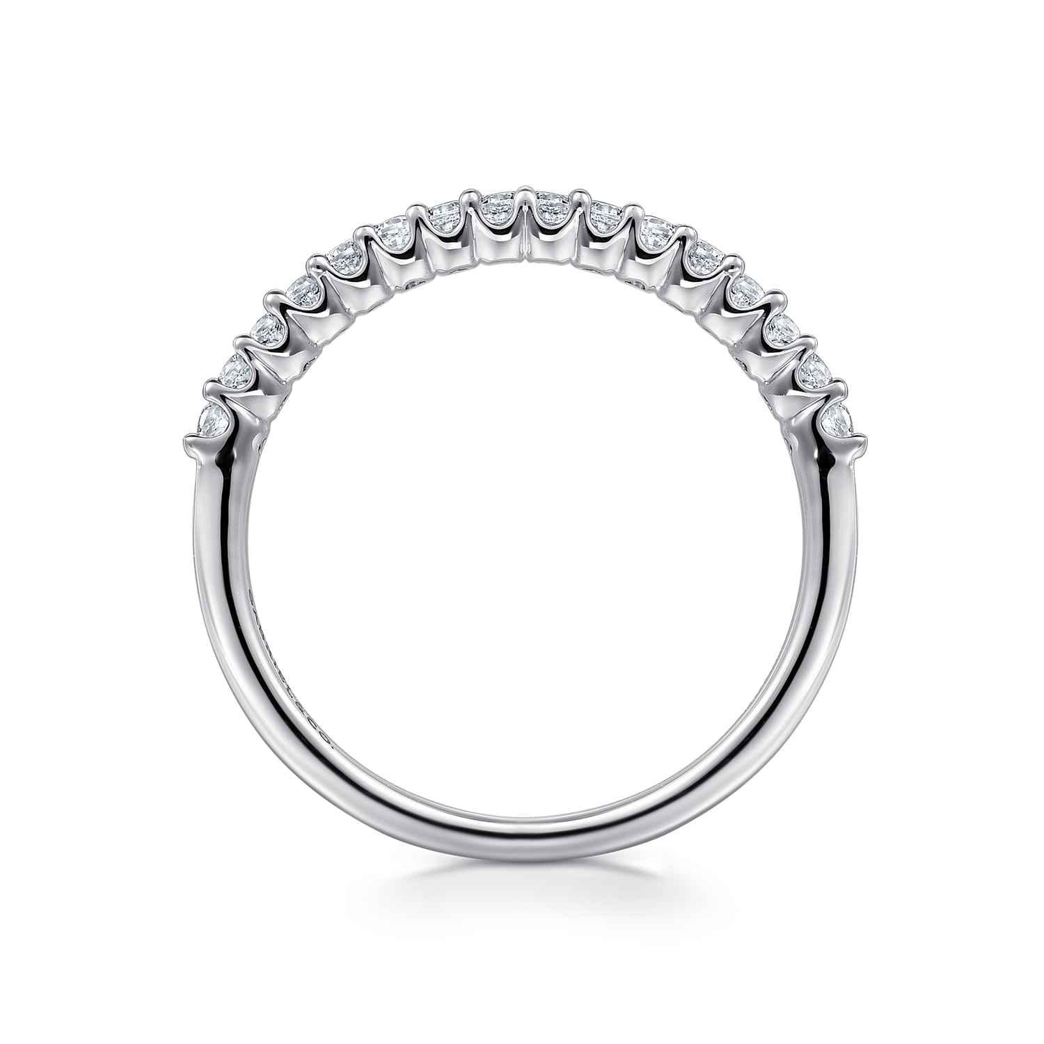 Shared Prong Set Diamond Wedding Band in Platinum, photograph 2