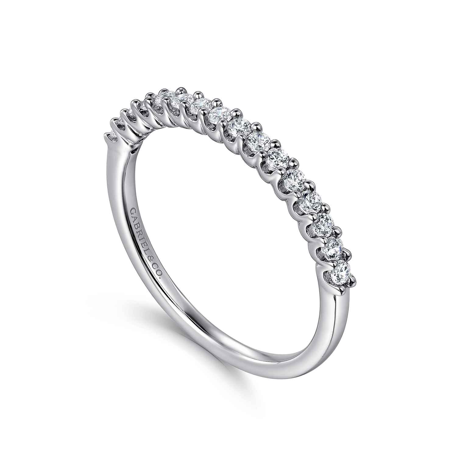 Shared Prong Set Diamond Wedding Band in Platinum, photograph 3