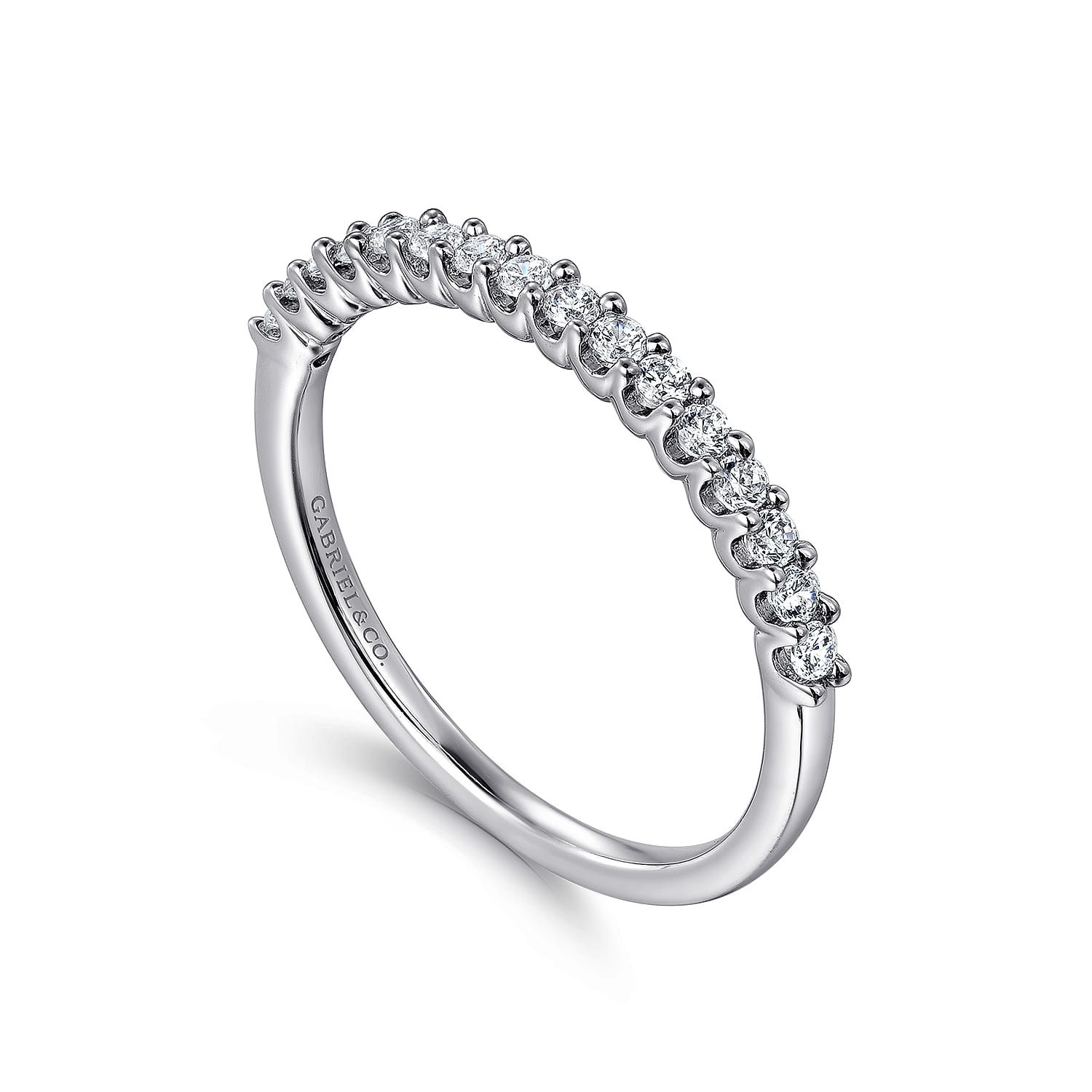 Shared Prong Set Diamond Wedding Band in 14K White Gold, photograph 3