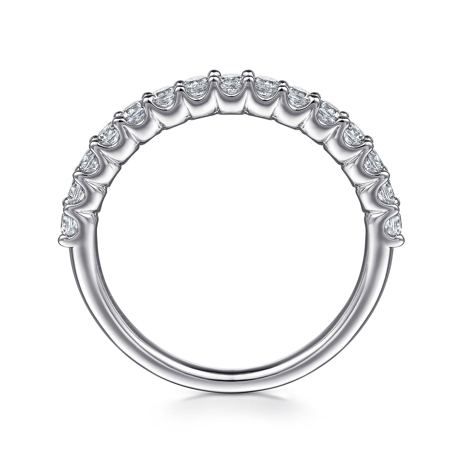 Shared Prong Set Diamond Wedding Band in 14K White Gold, photograph 2