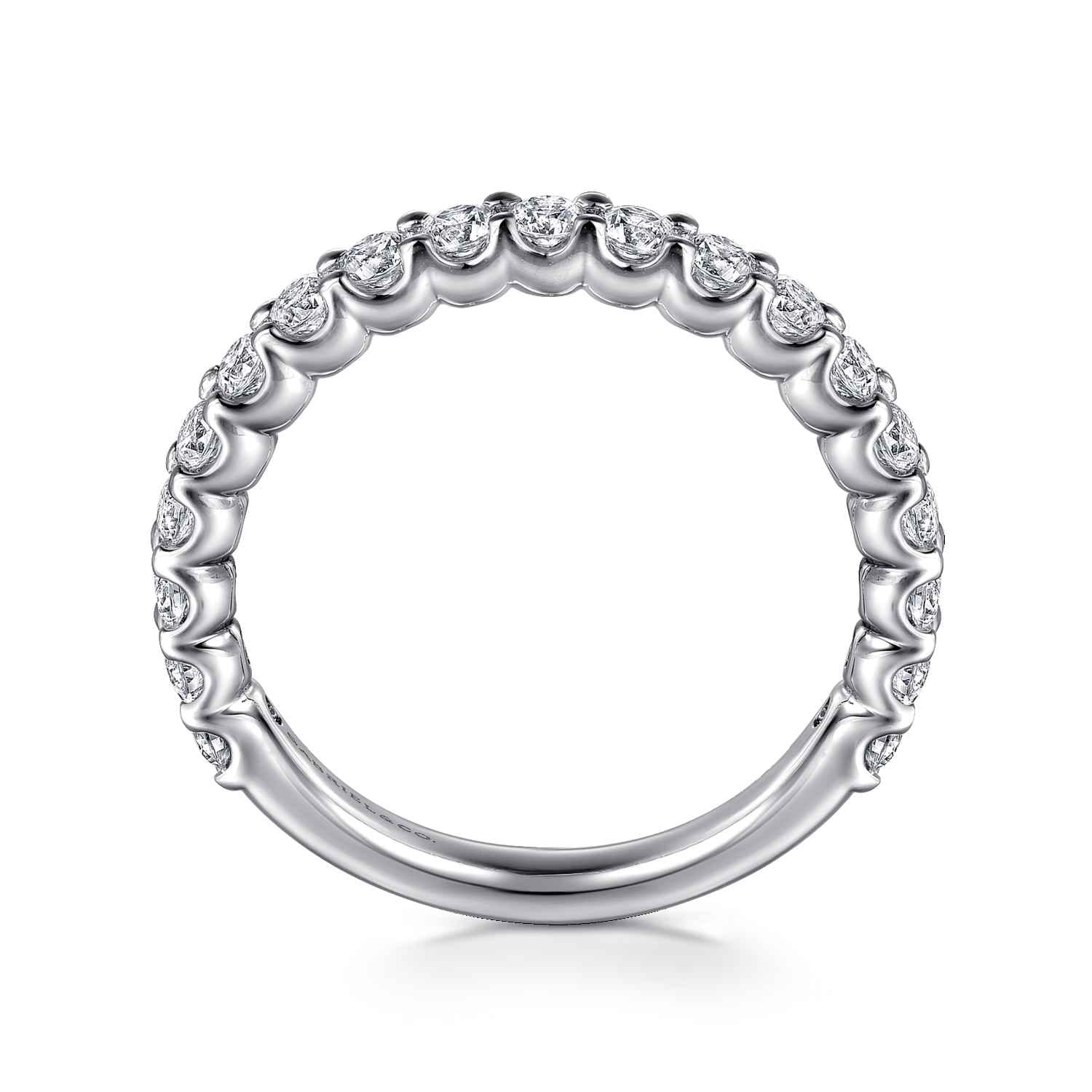 Shared Prong Set Diamond Wedding Band in Platinum, photograph 2