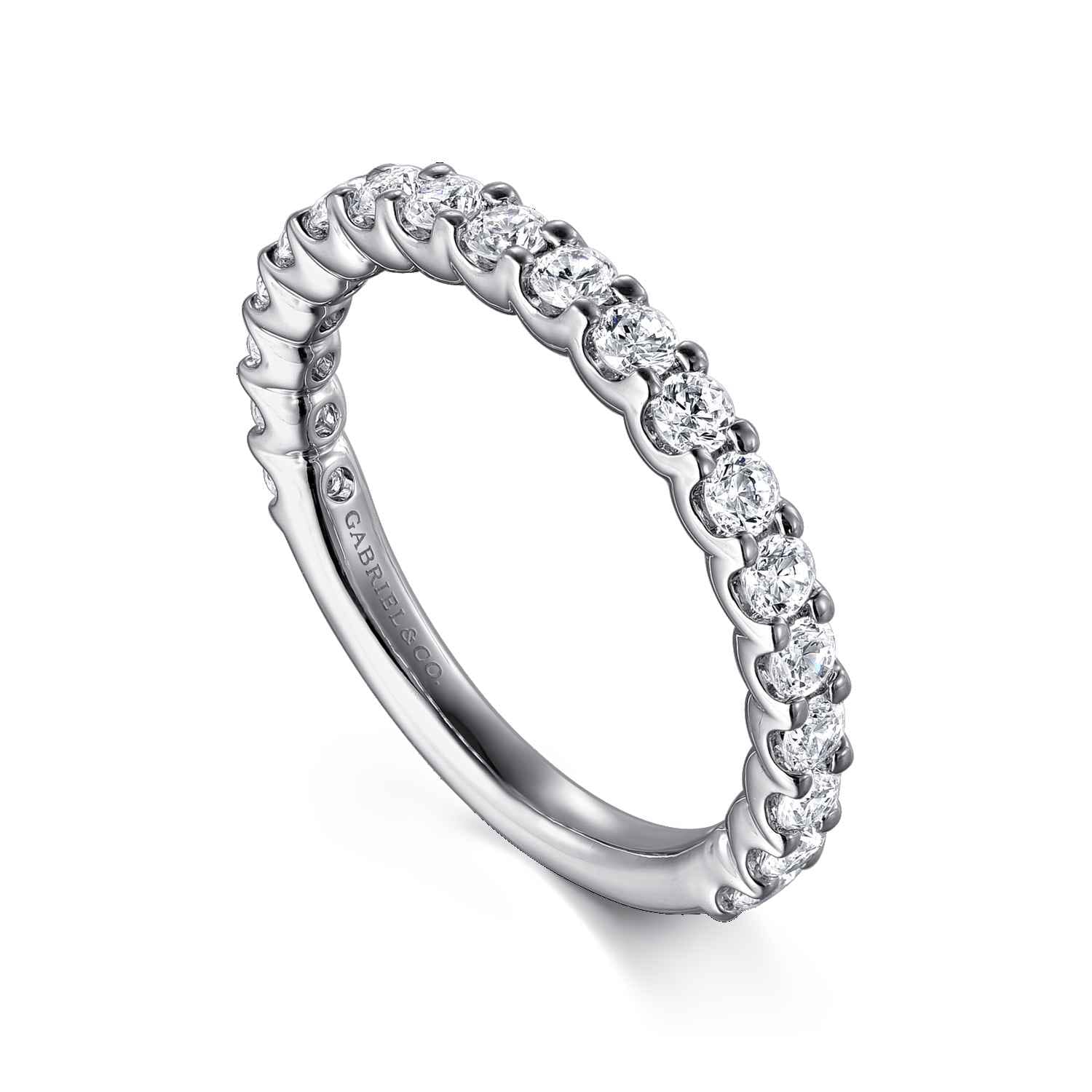 Shared Prong Set Diamond Wedding Band in Platinum, photograph 3