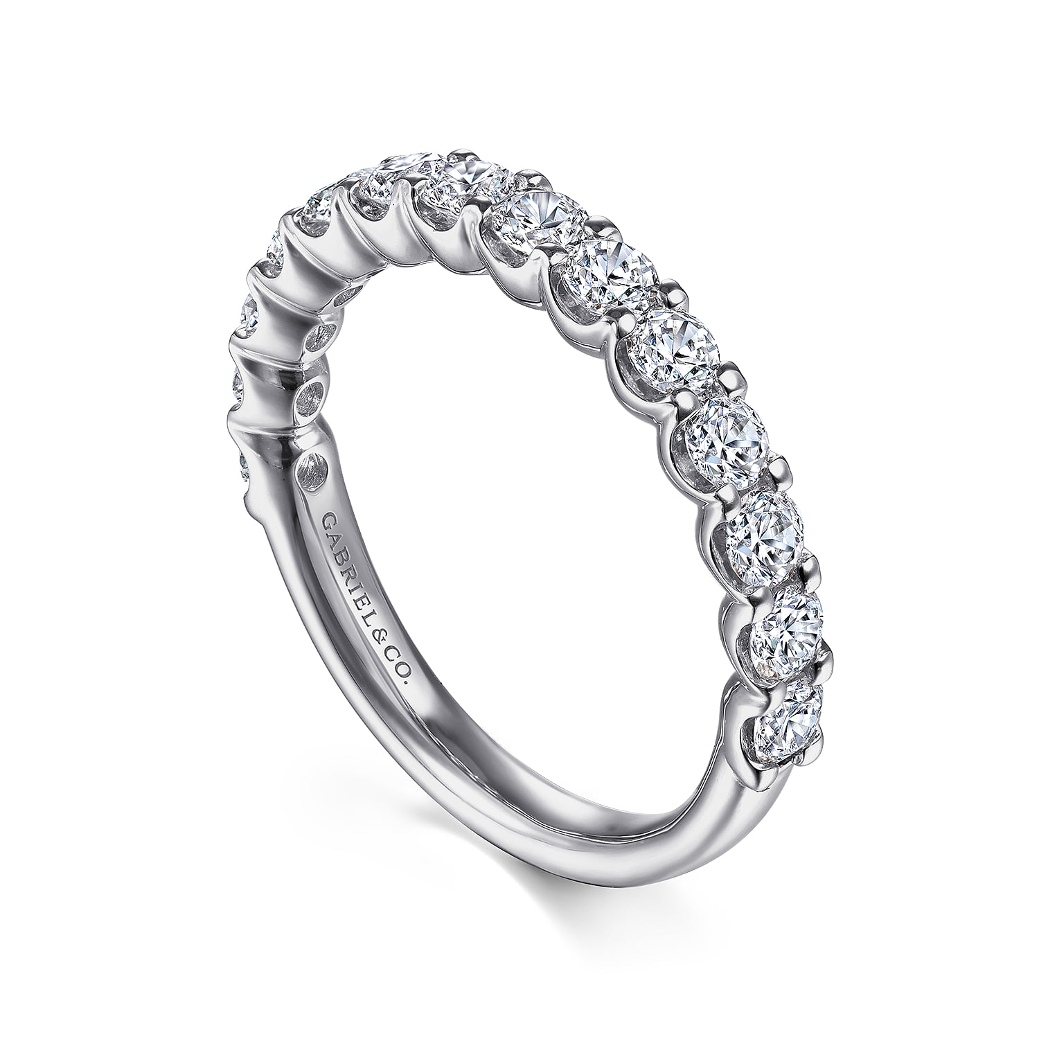 Shared Prong Set Diamond Wedding Band in 14K White Gold, photograph 3