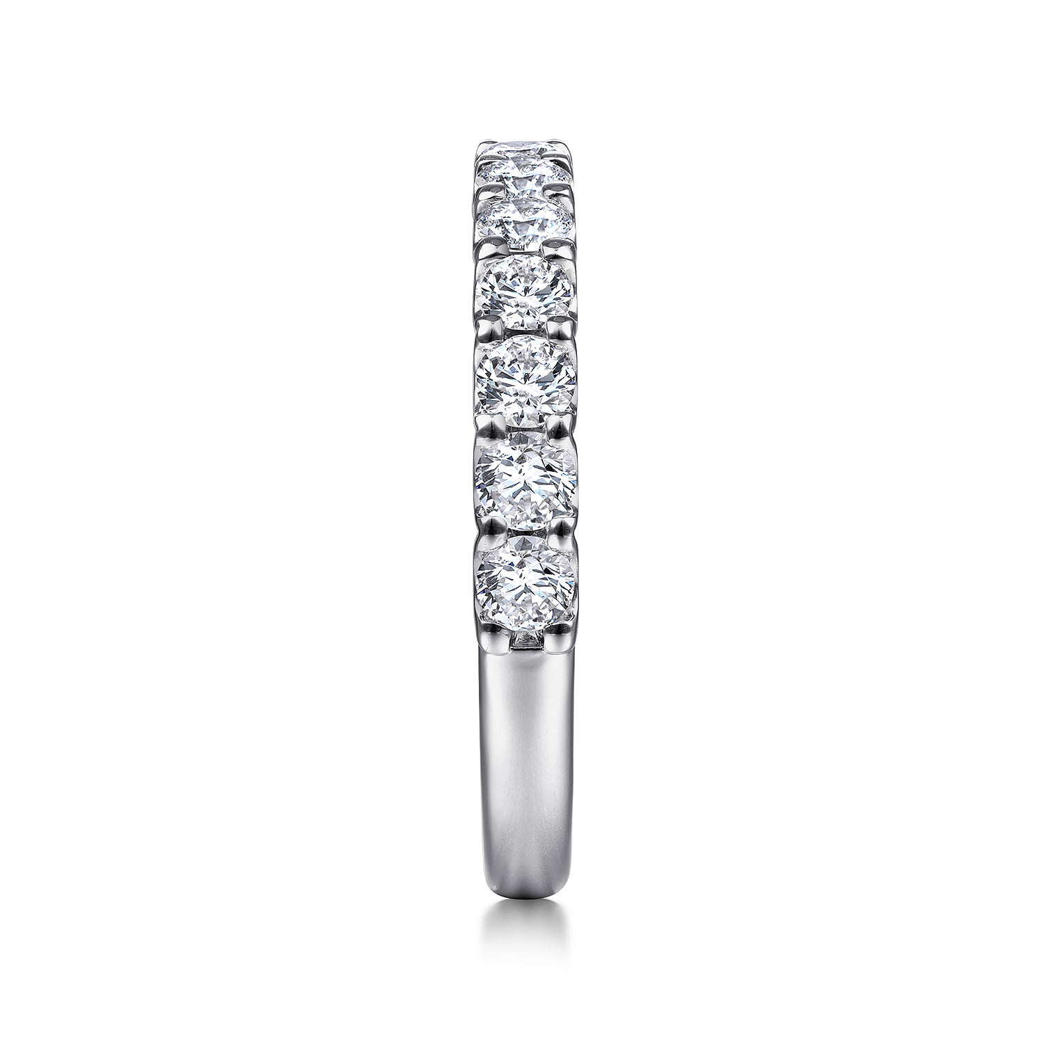 Shared Prong Set Diamond Wedding Band in 14K White Gold, photograph 4