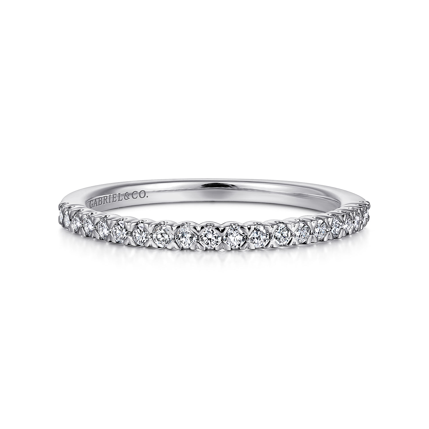 Prong Set Diamond Wedding Band in 14K White Gold
