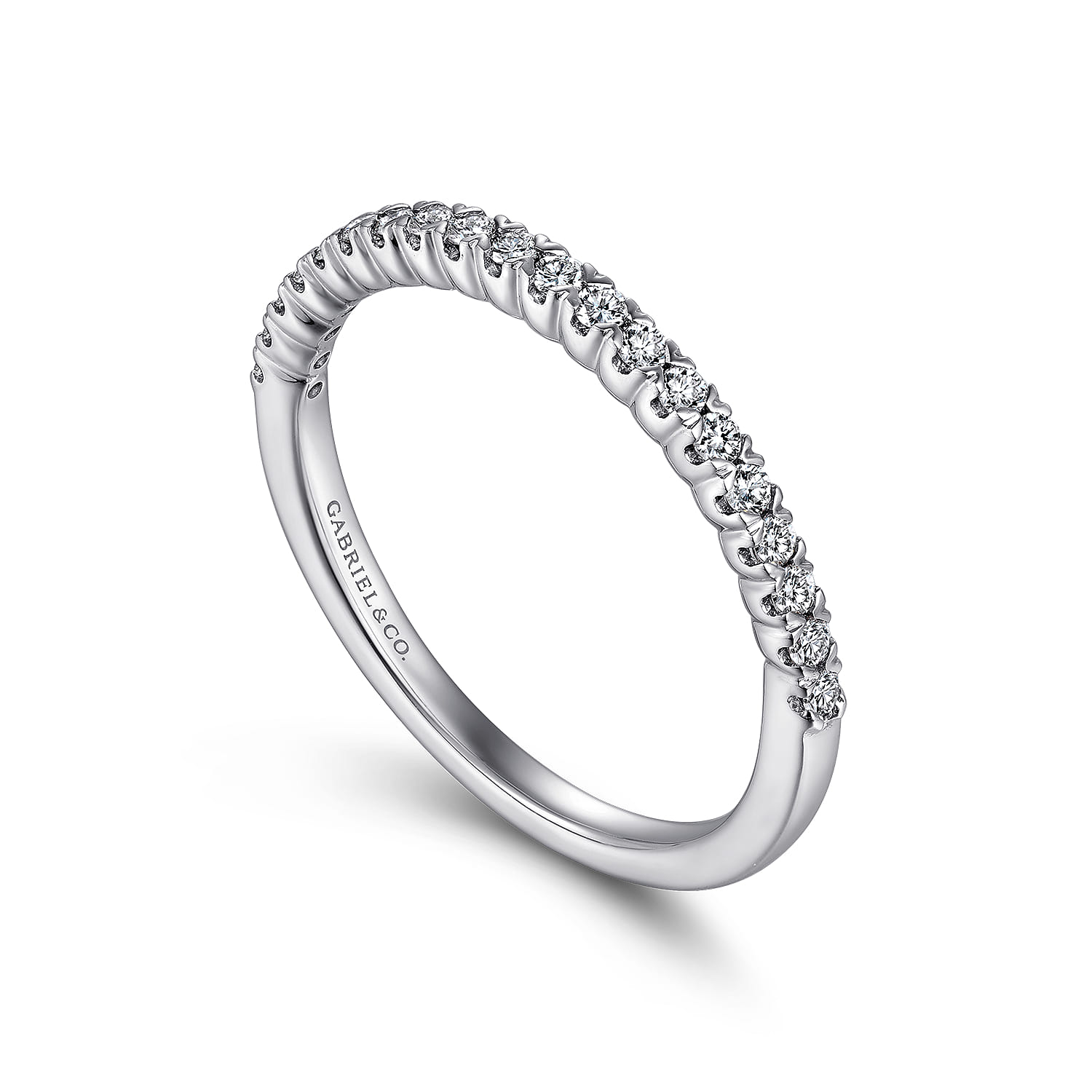 Prong Set Diamond Wedding Band in 14K White Gold, photograph 3