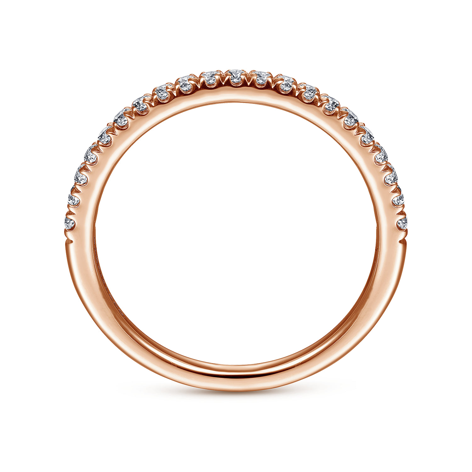 French Pave Diamond Wedding Band in 14K Rose Gold, photograph 2