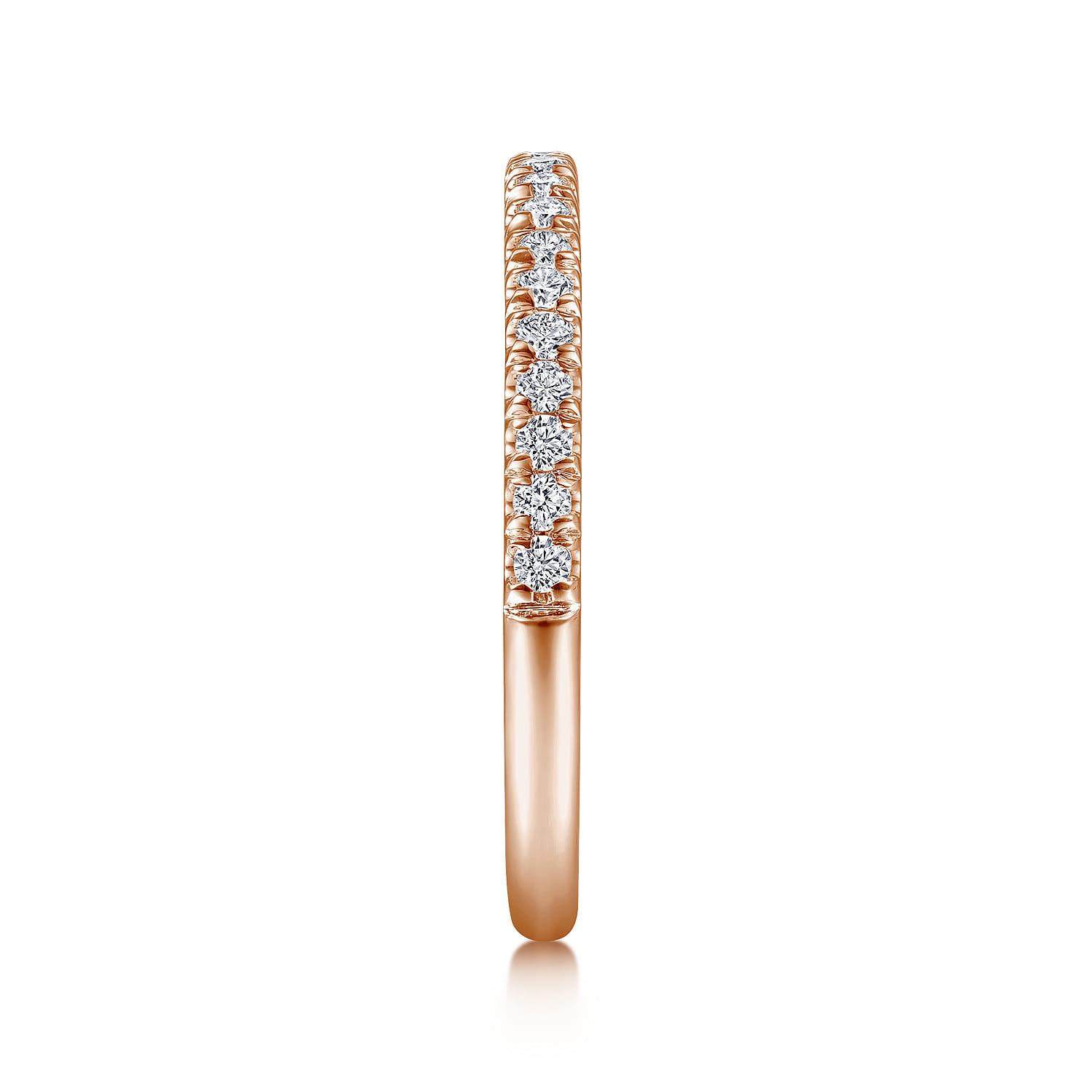 French Pave Diamond Wedding Band in 14K Rose Gold, photograph 4