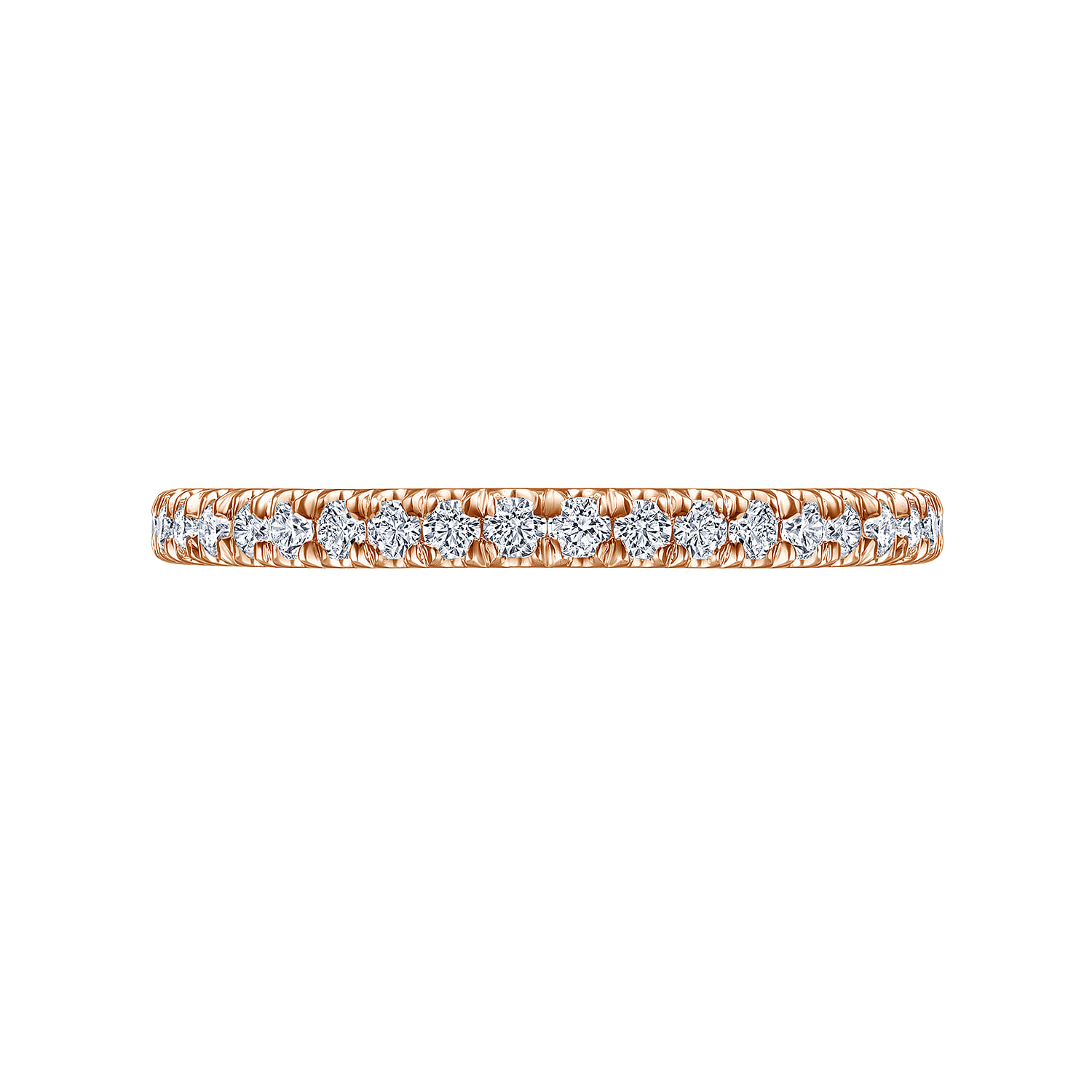 French Pave Diamond Wedding Band in 14K Rose Gold, photograph 6
