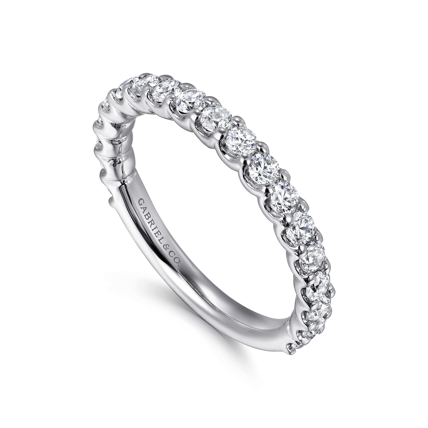 French Pave Diamond Wedding Band in 14K White Gold, photograph 3