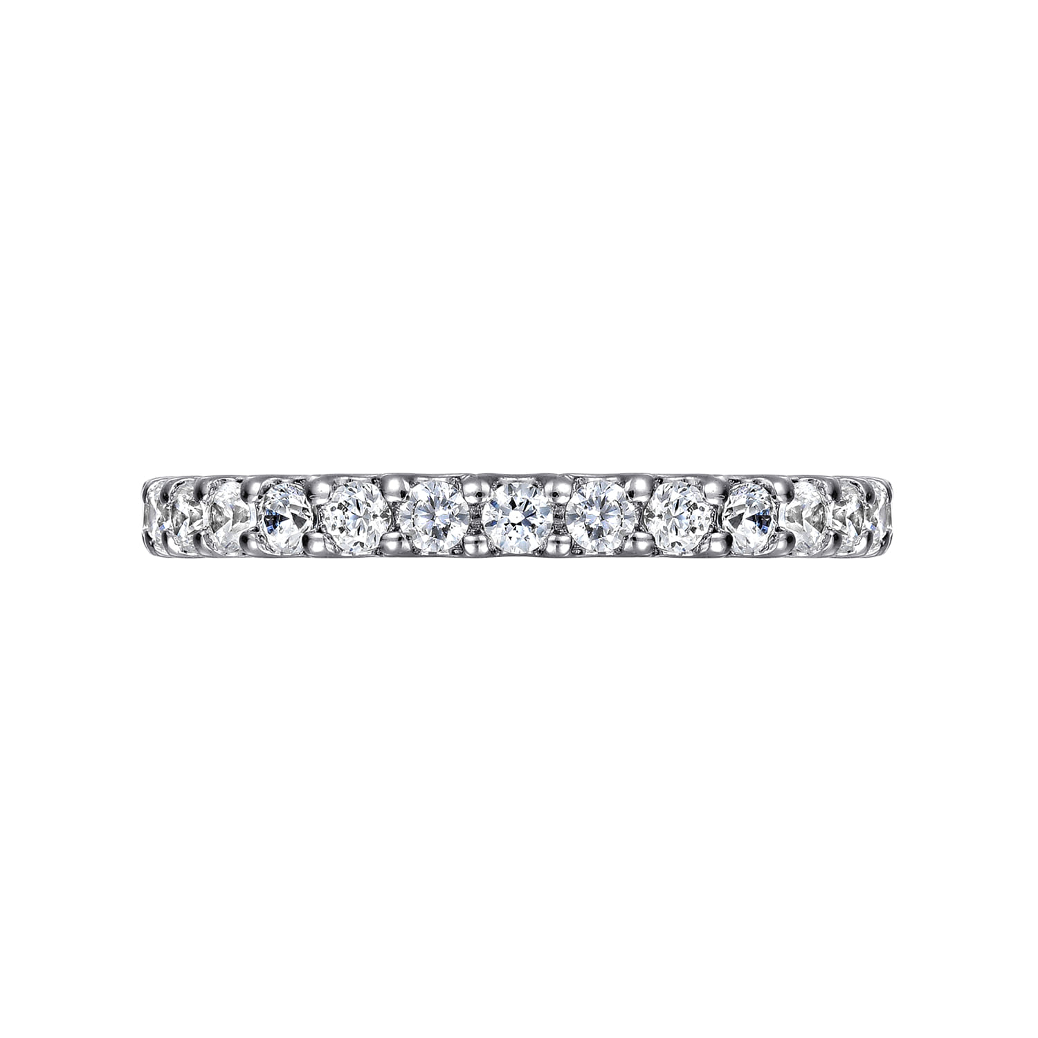 French Pave Diamond Wedding Band in 14K White Gold, photograph 6
