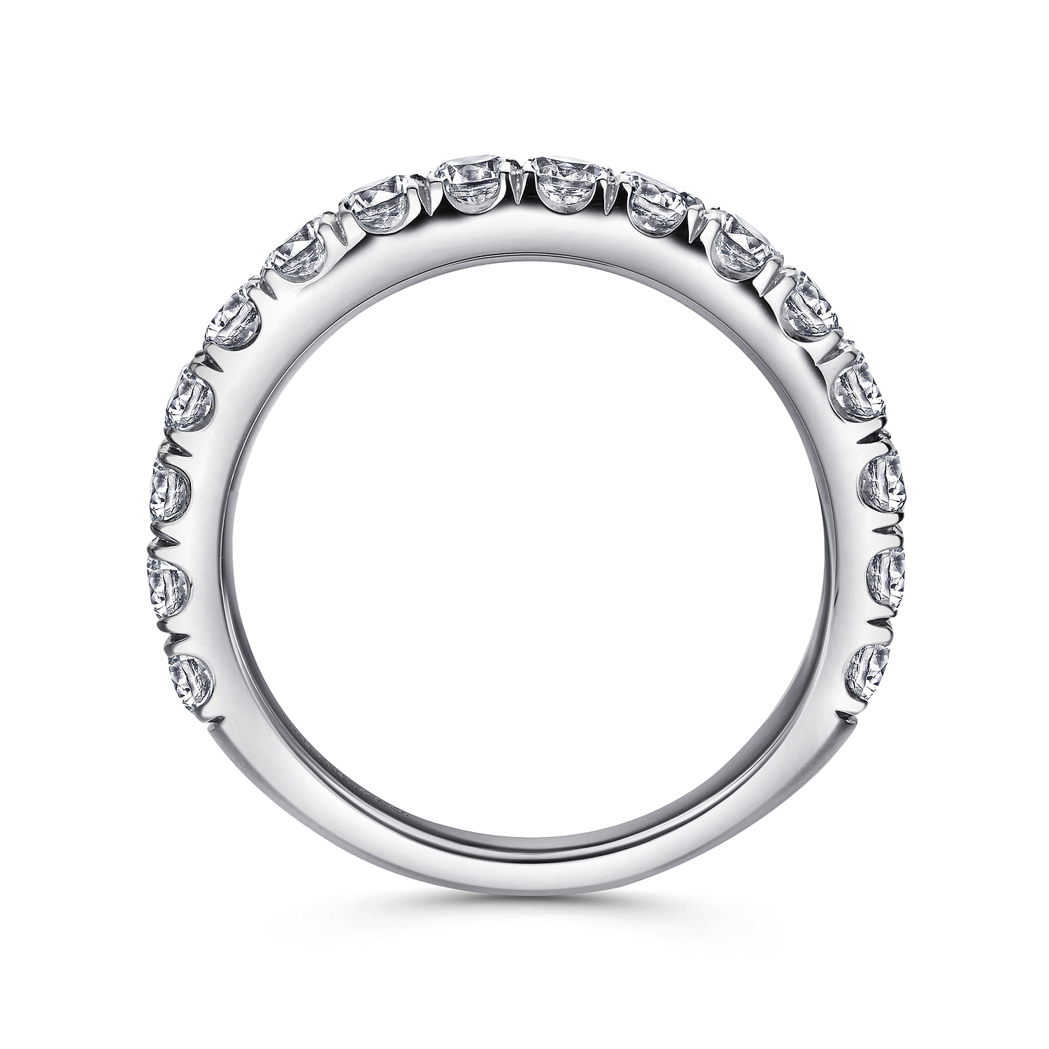 French Pave Diamond Wedding Band in 14K White Gold, photograph 2