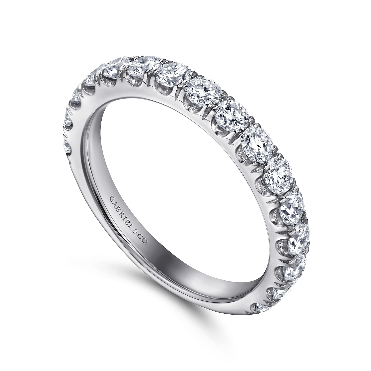 French Pave Diamond Wedding Band in 14K White Gold, photograph 3