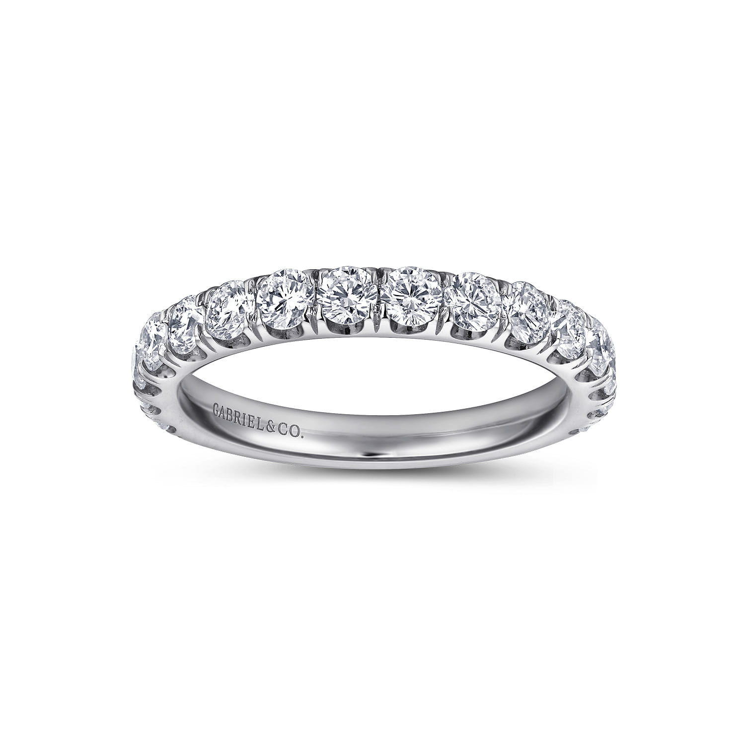 French Pave Diamond Wedding Band in 14K White Gold, photograph 4