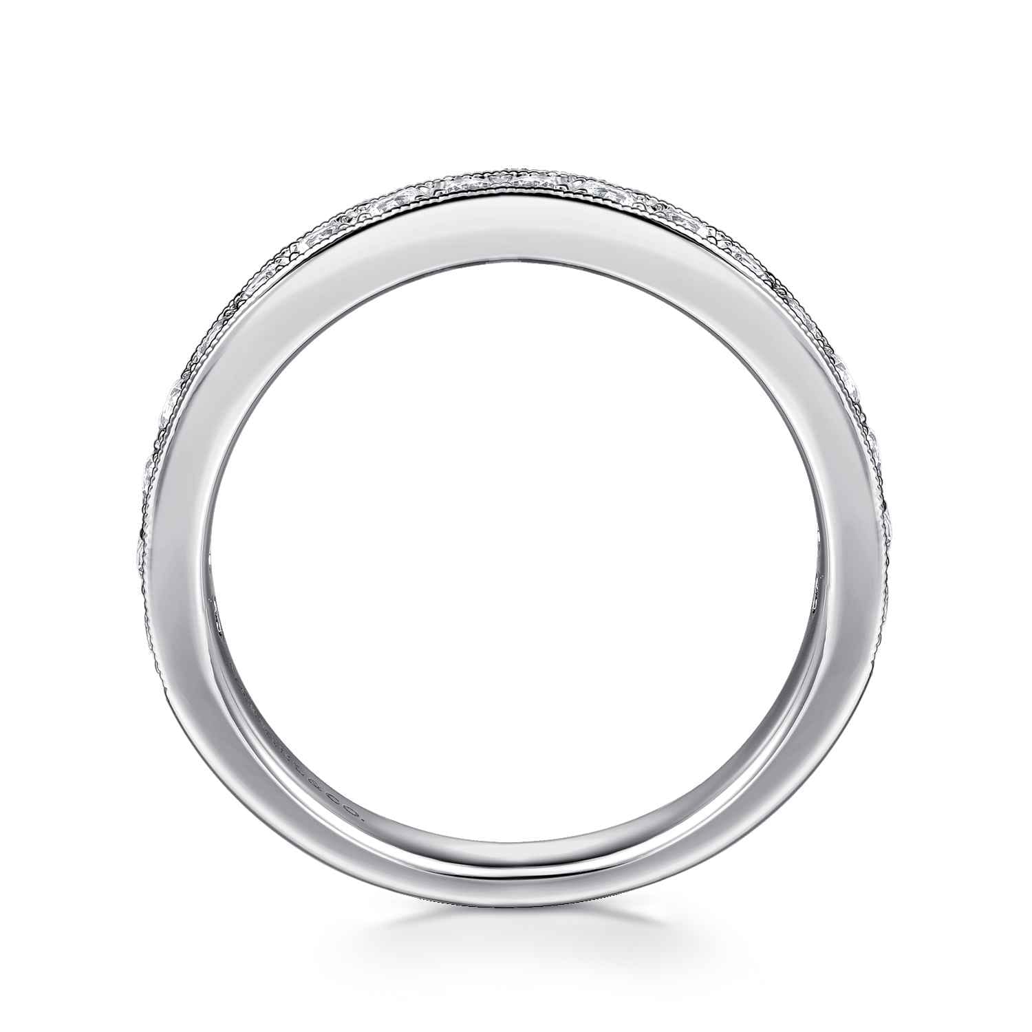 Micro Pave Channel Diamond Wedding Band with Milgrain in Platinum, photograph 2