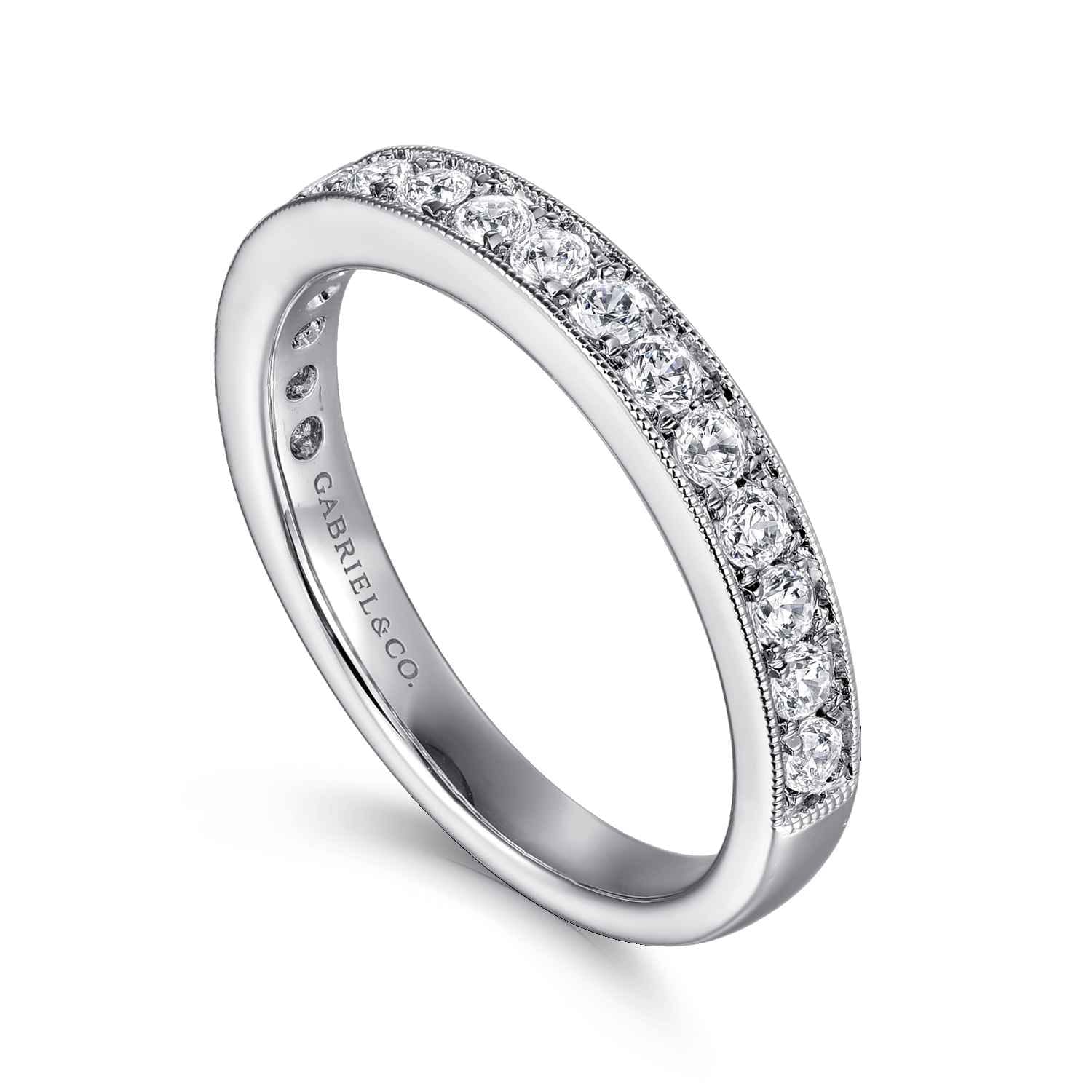 Micro Pave Channel Diamond Wedding Band with Milgrain in Platinum, photograph 3