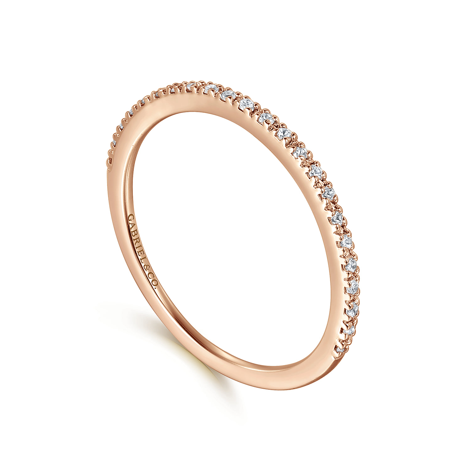 Prong Set Diamond Wedding Band in 14K Rose Gold, photograph 3