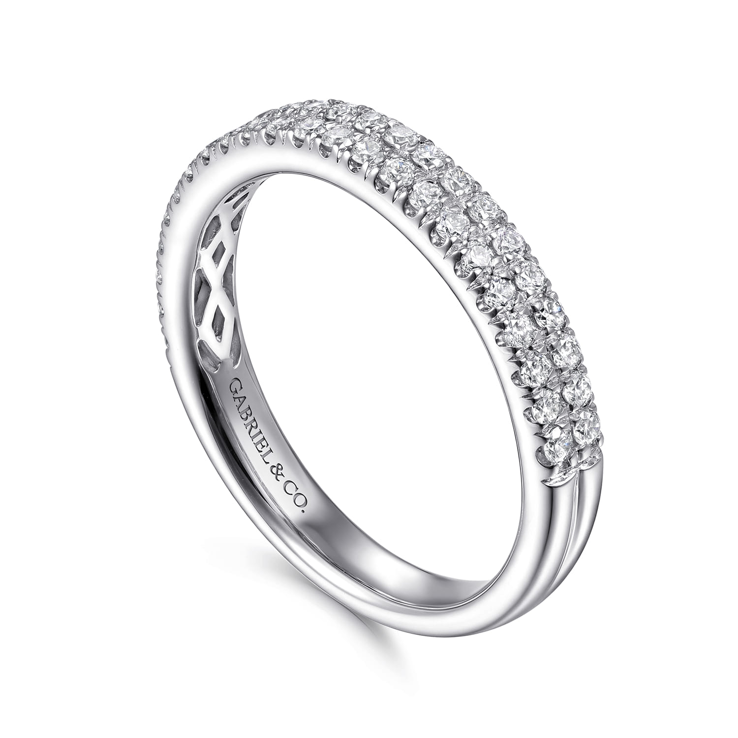 Double Row Diamond Anniversary Band in 14K White Gold, photograph 3