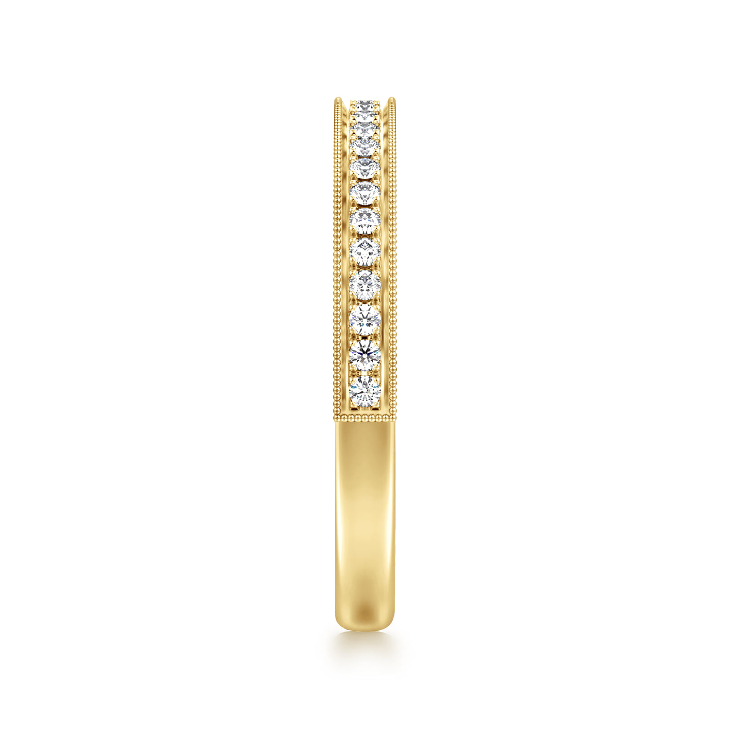 Vintage Inspired Micro Pave Diamond Wedding Band in 14K Yellow Gold, photograph 4