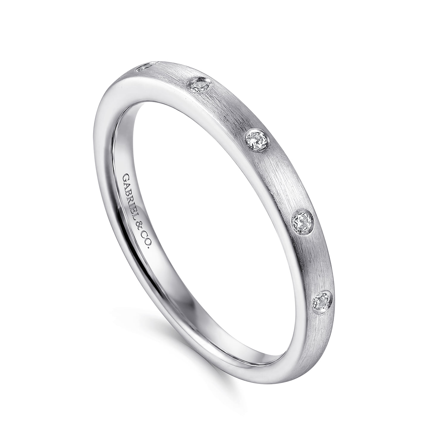 Flush Set 7 Stone Diamond Anniversary Band in 14K White Gold, photograph 3
