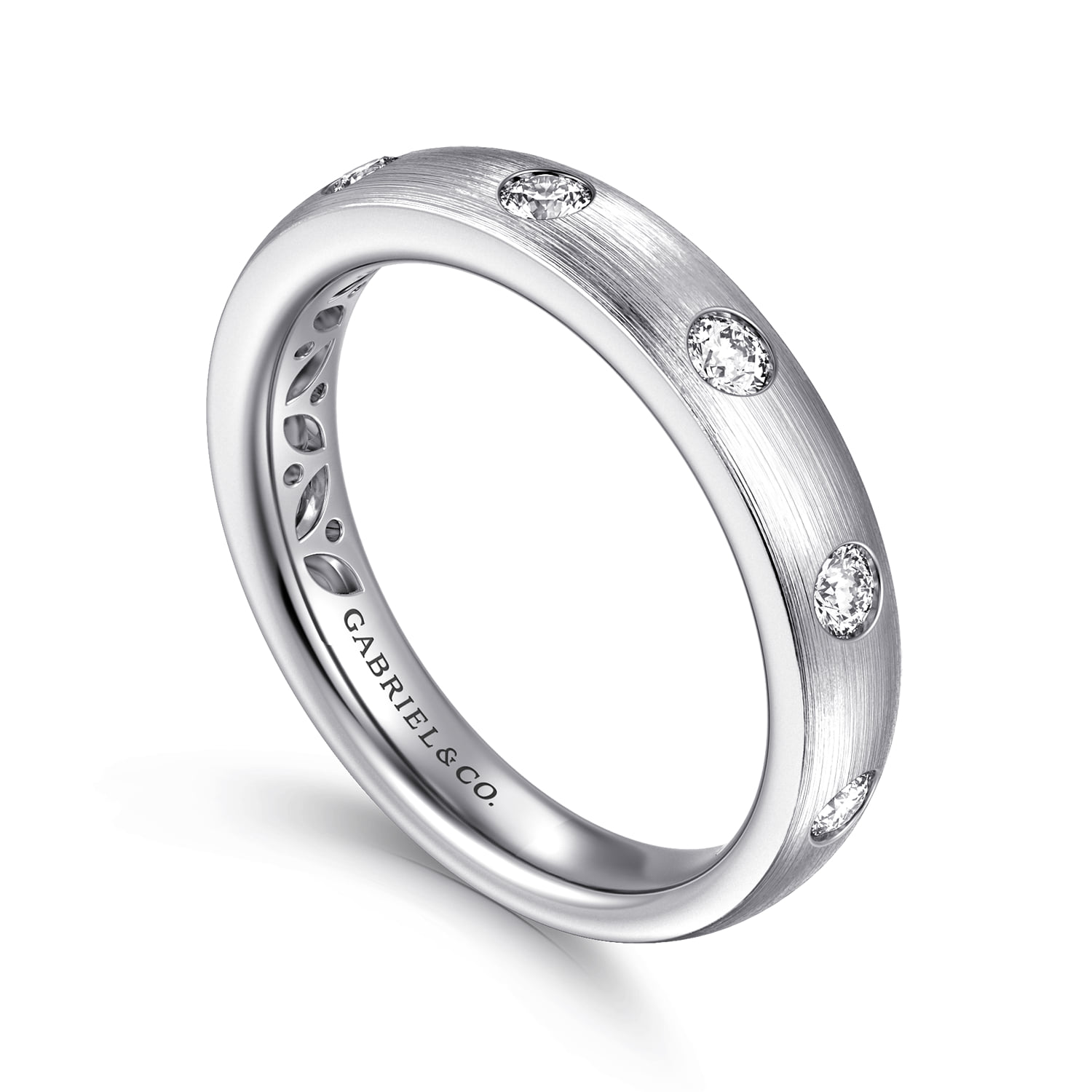 Flush Set 7 Stone Diamond Anniversary Band in 14K White Gold, photograph 3