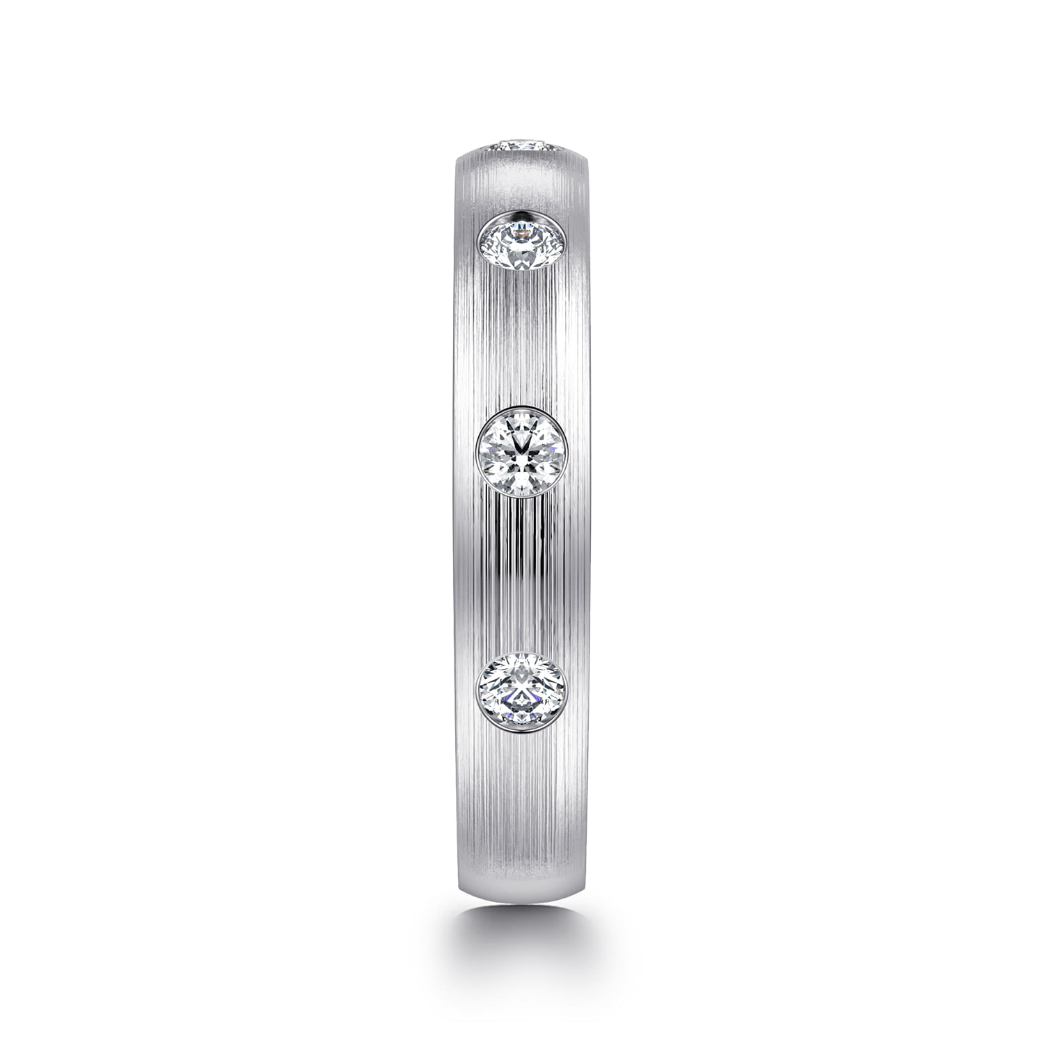 Flush Set 7 Stone Diamond Anniversary Band in 14K White Gold, photograph 4