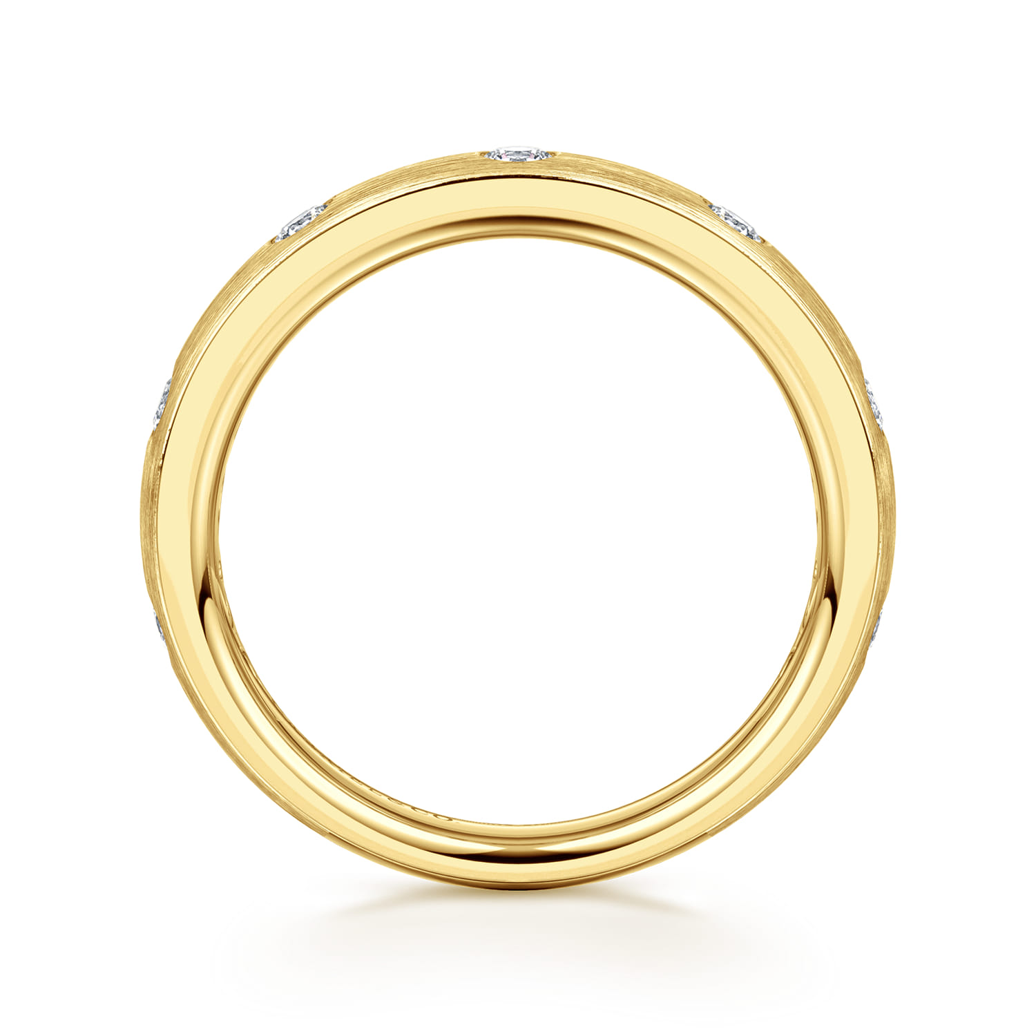 Flush Set 7 Stone Diamond Anniversary Band in 14K Yellow Gold, photograph 2