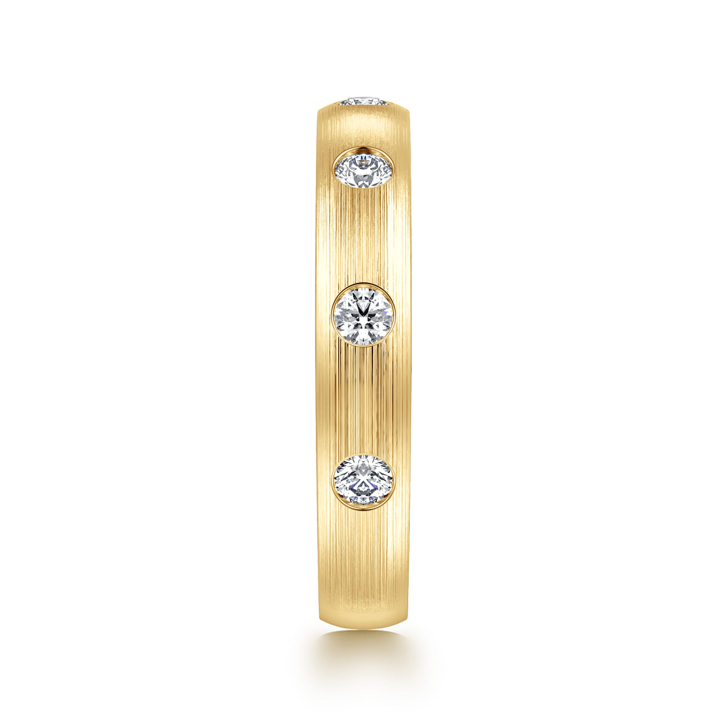 Flush Set 7 Stone Diamond Anniversary Band in 14K Yellow Gold, photograph 4