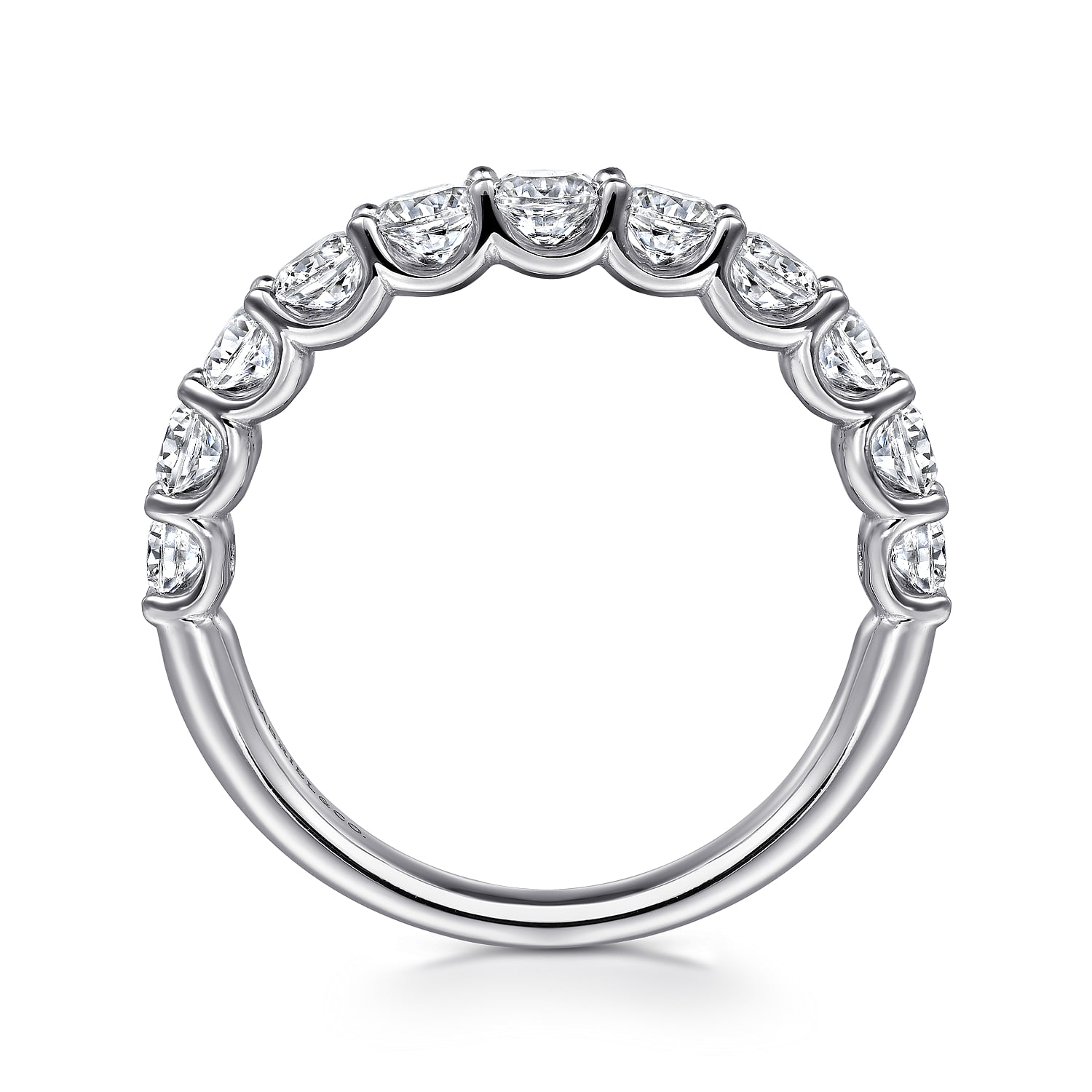 11 Stone Diamond Wedding Band in 14K White Gold, photograph 2