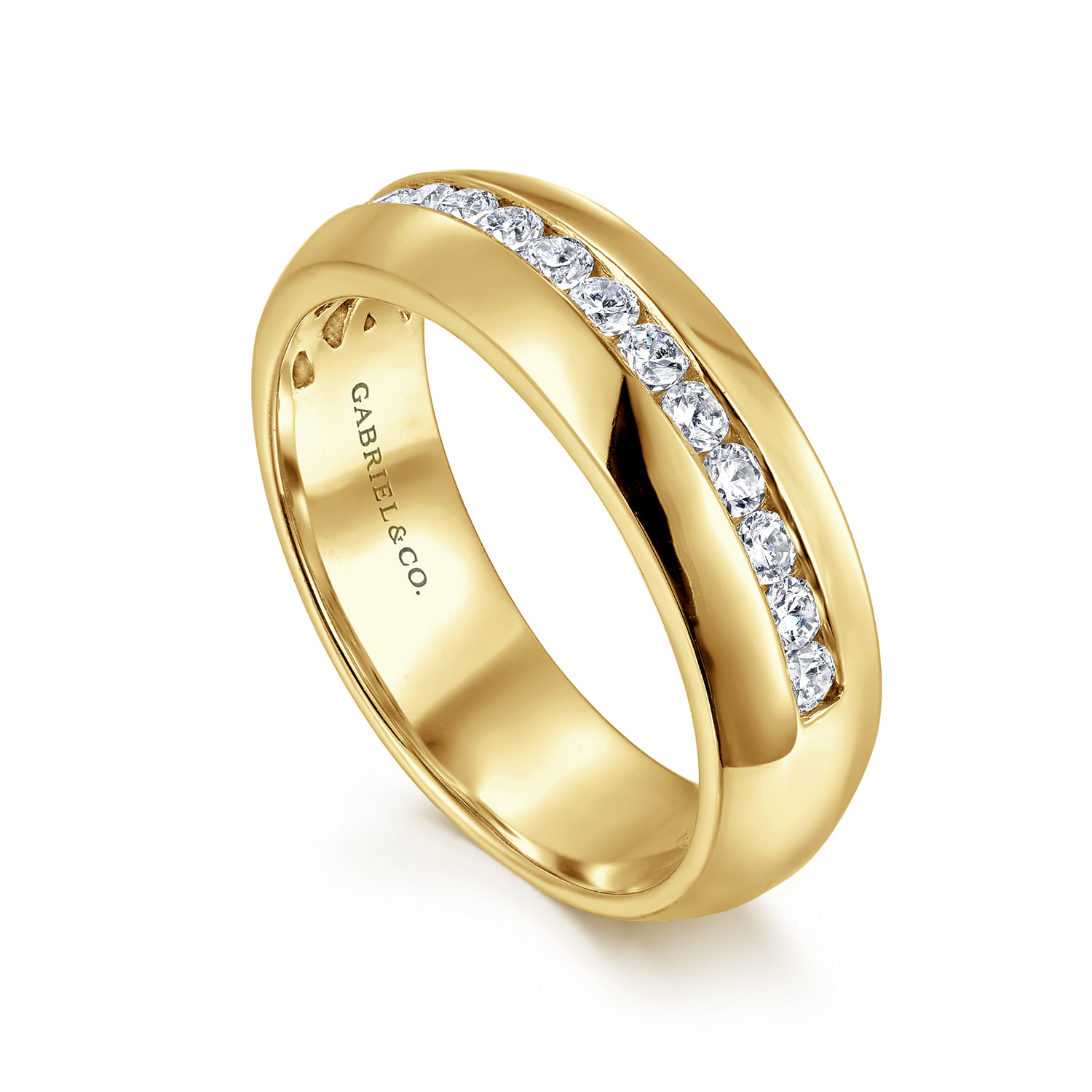 Channel Set 15 Stone Diamond Anniversary Band in 14K Yellow Gold, photograph 3