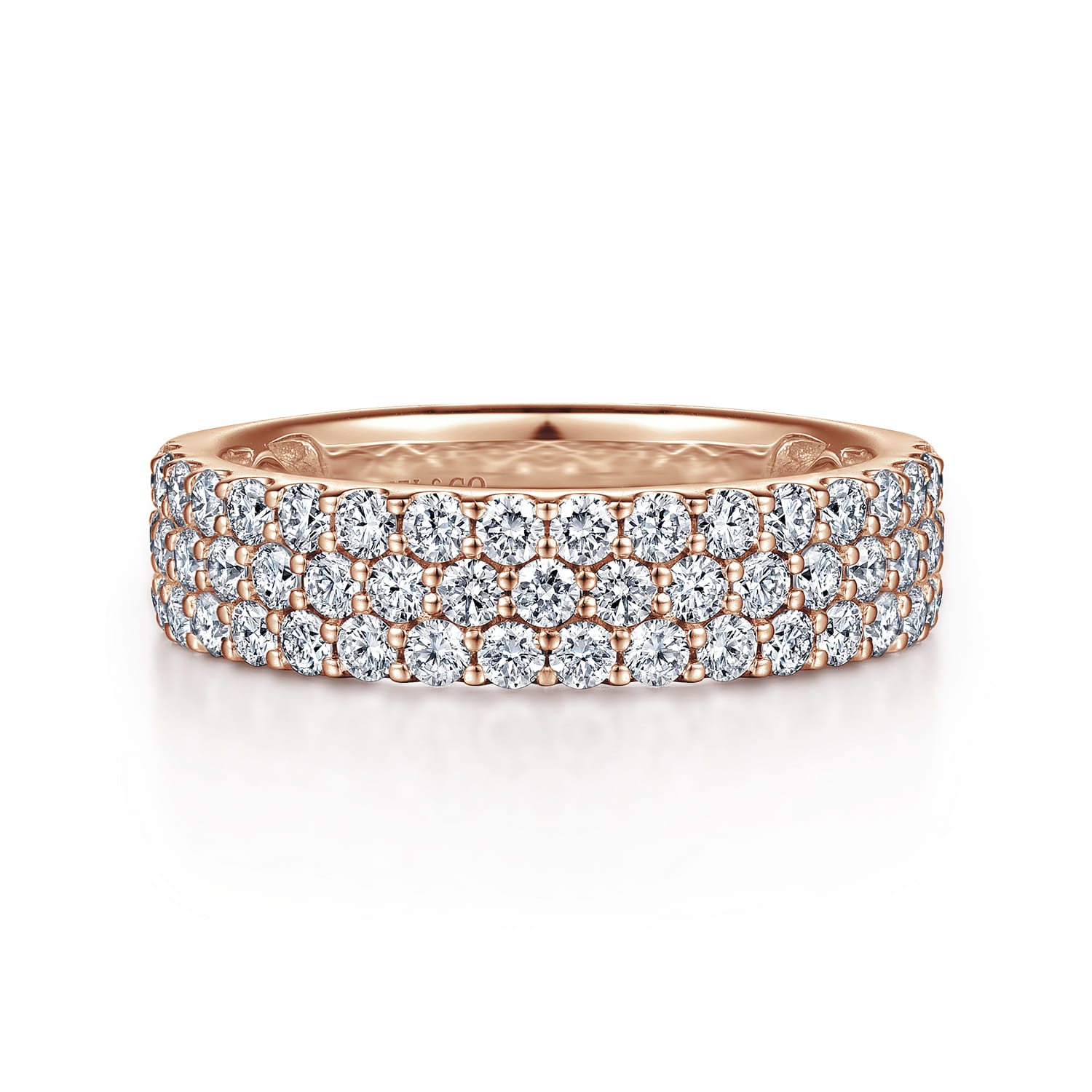 Wide Prong Set Diamond Anniversary Band in 14K Rose Gold