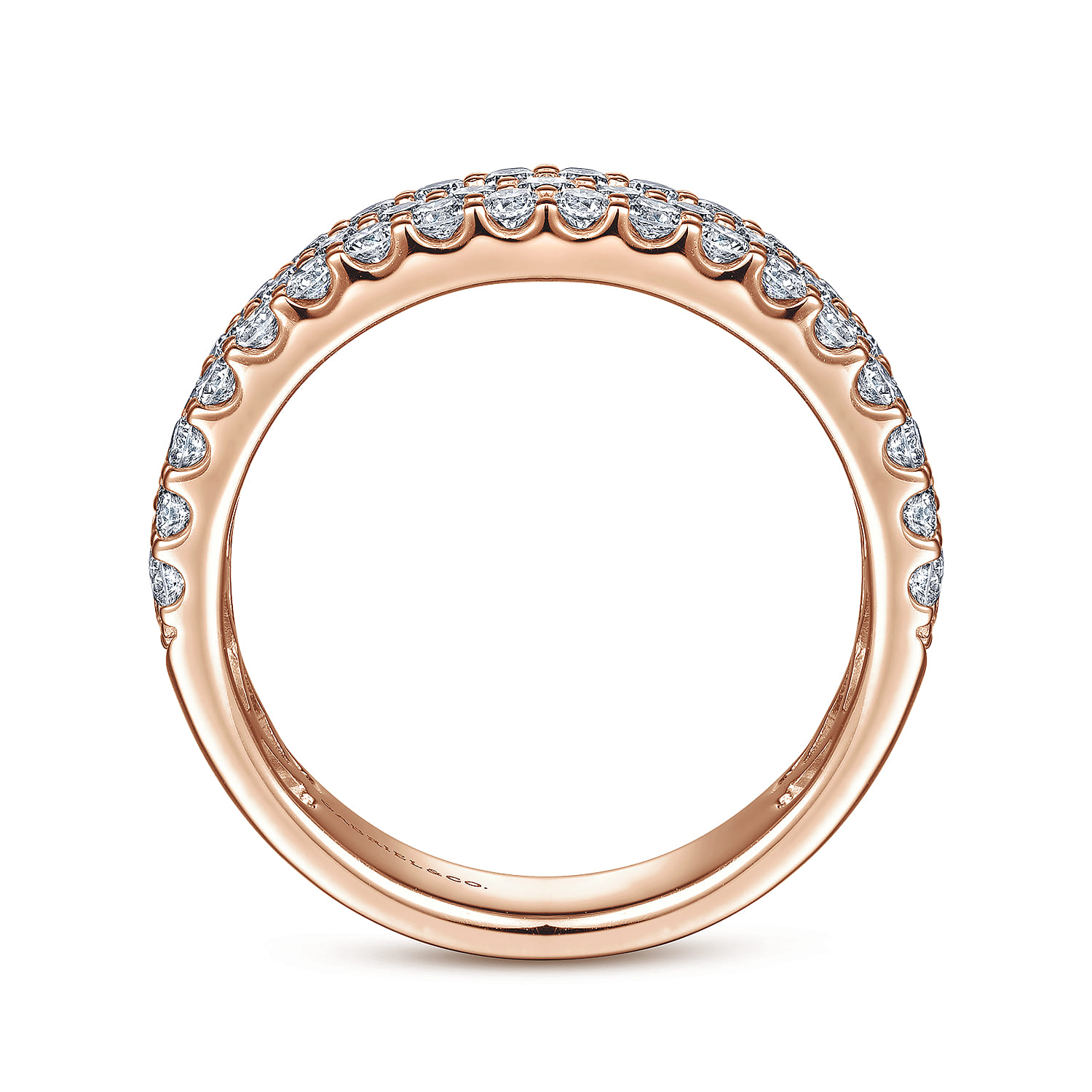 Wide Prong Set Diamond Anniversary Band in 14K Rose Gold, photograph 2