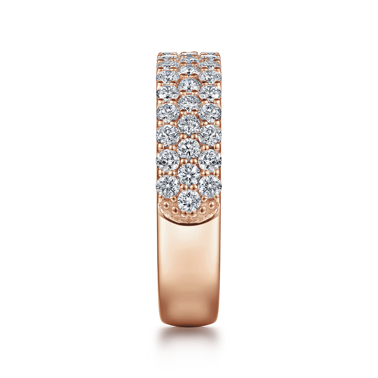 Wide Prong Set Diamond Anniversary Band in 14K Rose Gold, photograph 4