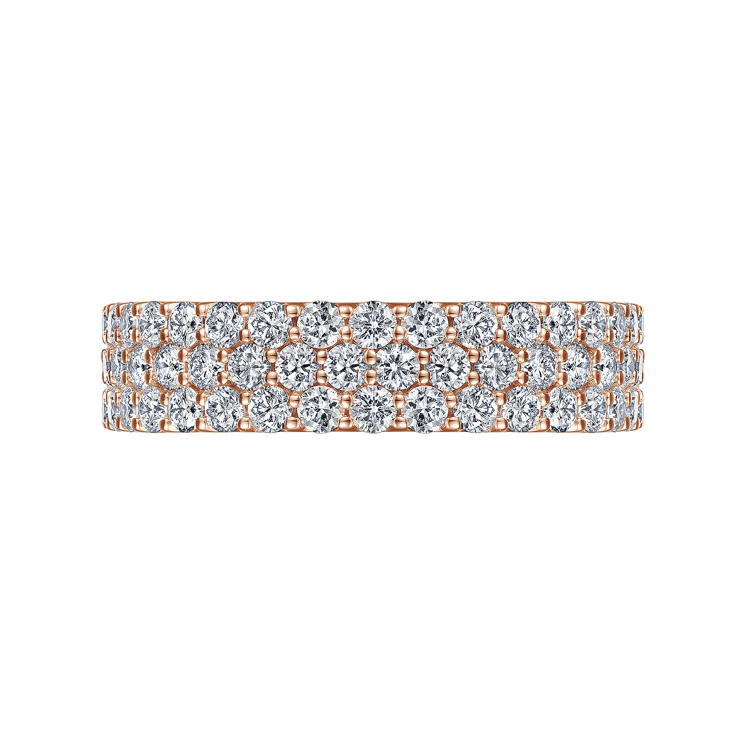 Wide Prong Set Diamond Anniversary Band in 14K Rose Gold, photograph 6