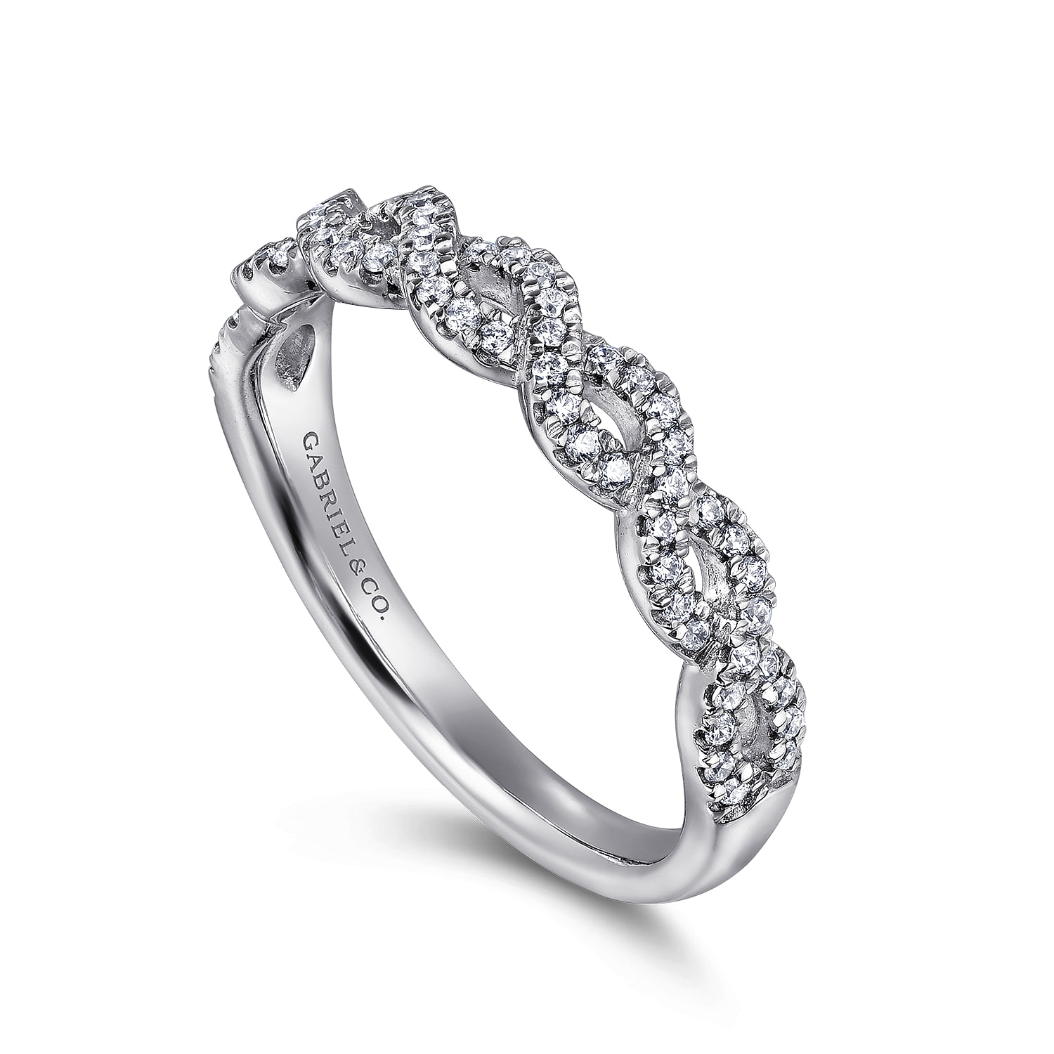 Twisted Diamond Anniversary Band in 14K White Gold, photograph 3