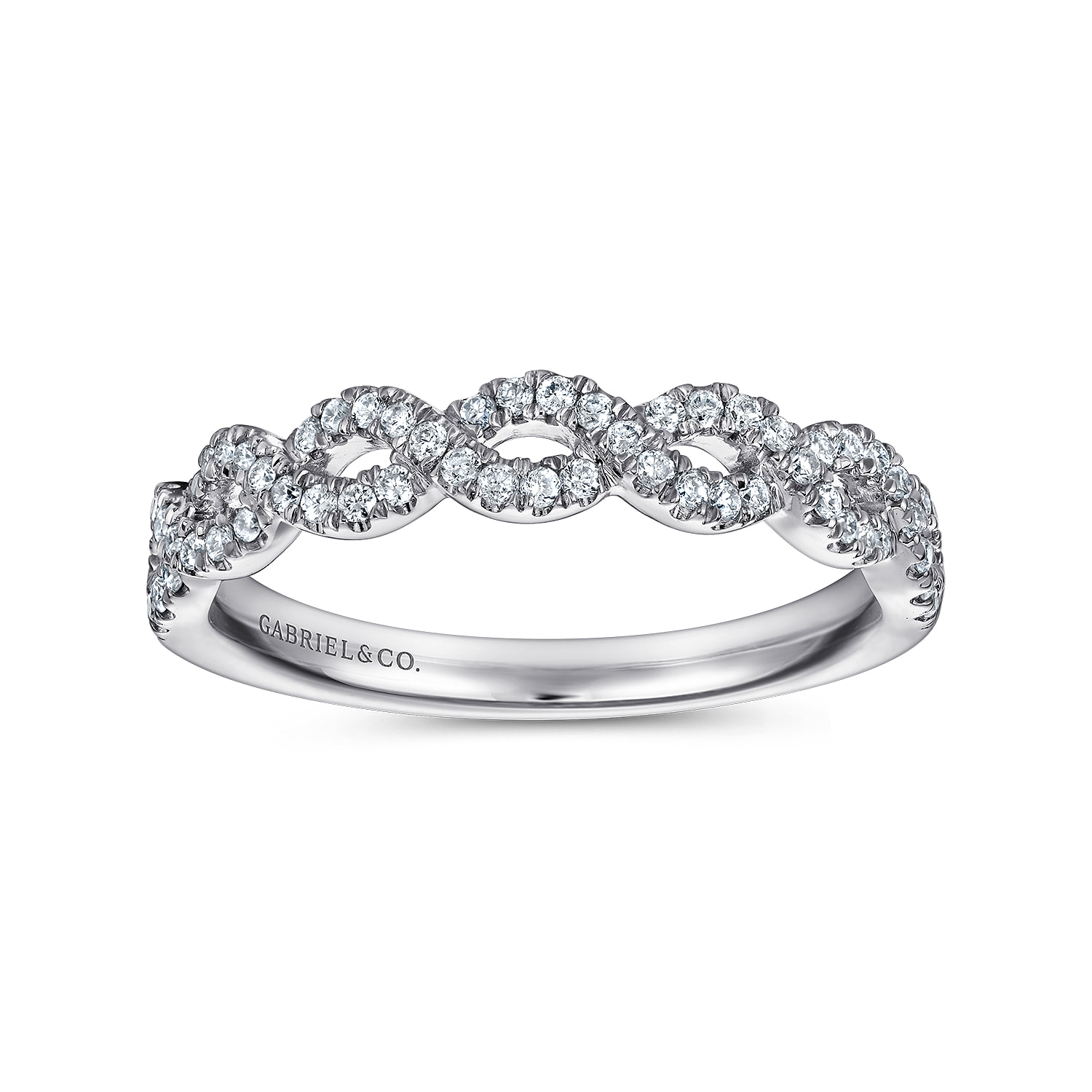Twisted Diamond Anniversary Band in 14K White Gold, photograph 4