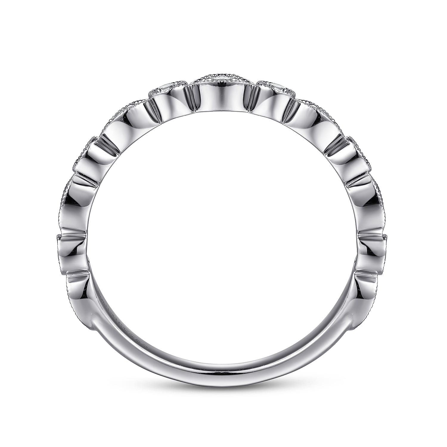 Vintage Inspired and Station Diamond Anniversary Band in 14K White Gold, photograph 2