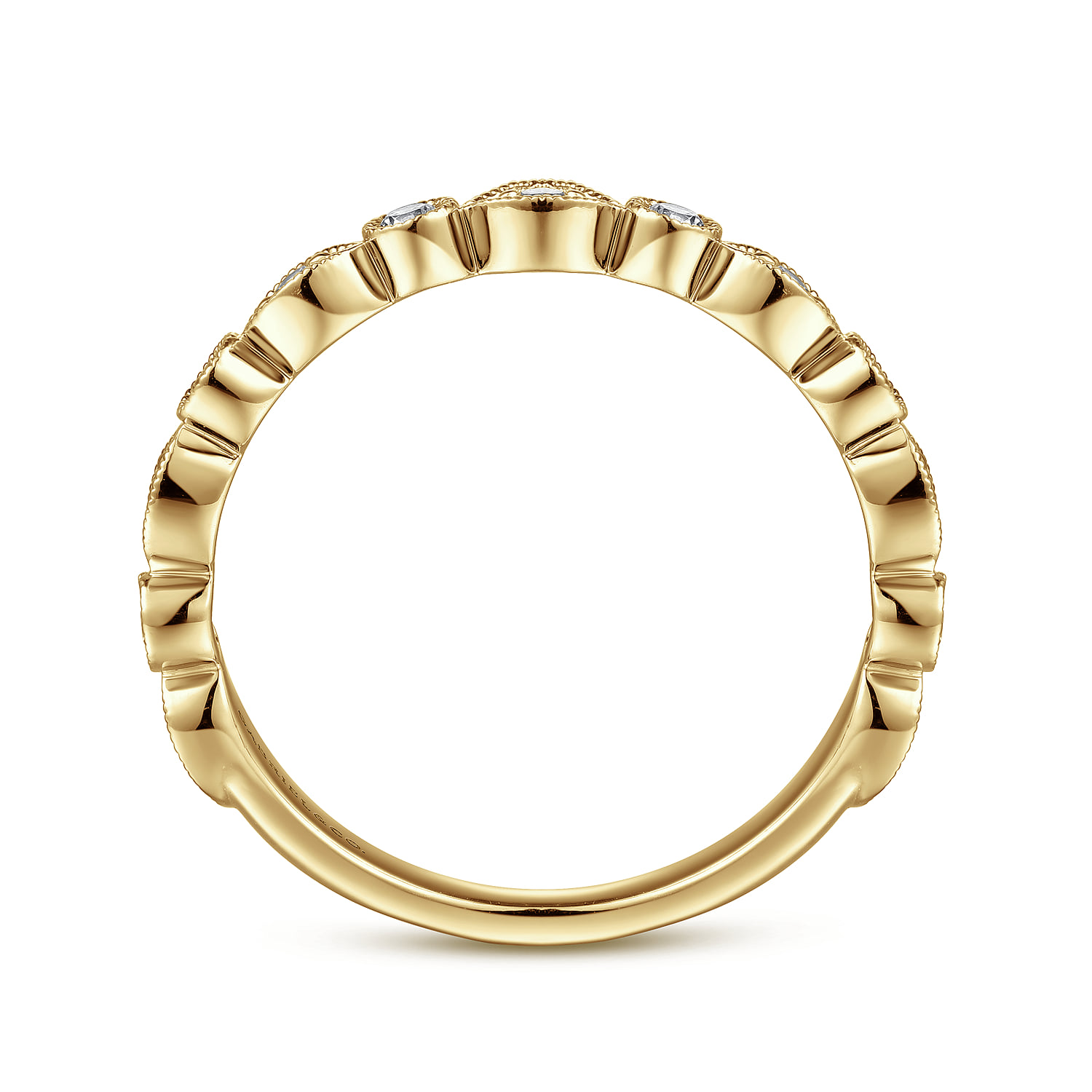 Vintage Inspired and Station Diamond Anniversary Band in 14K Yellow Gold, photograph 2